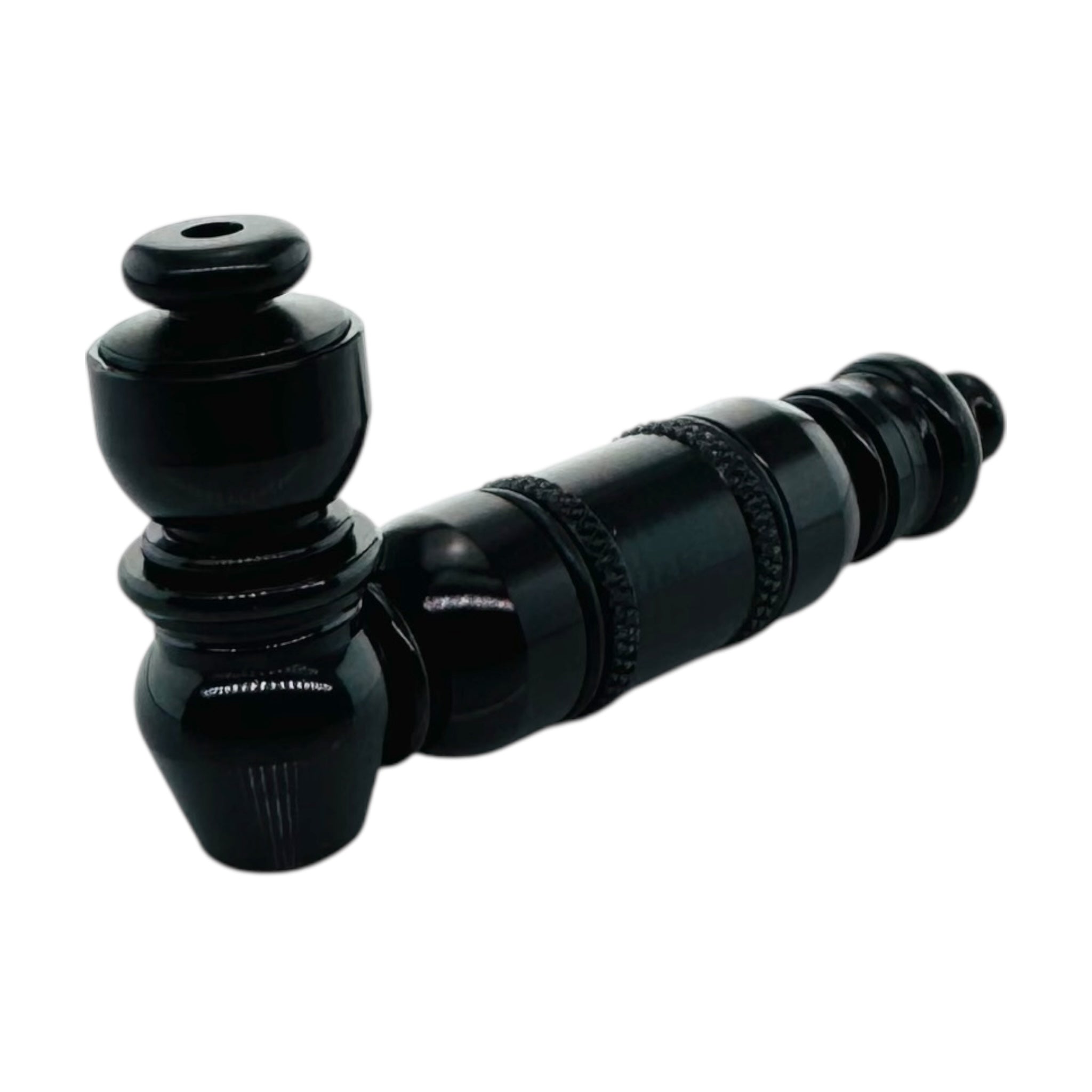 Black Anodized Aluminum Extended Mini Chamber Hand Pipe With Cap