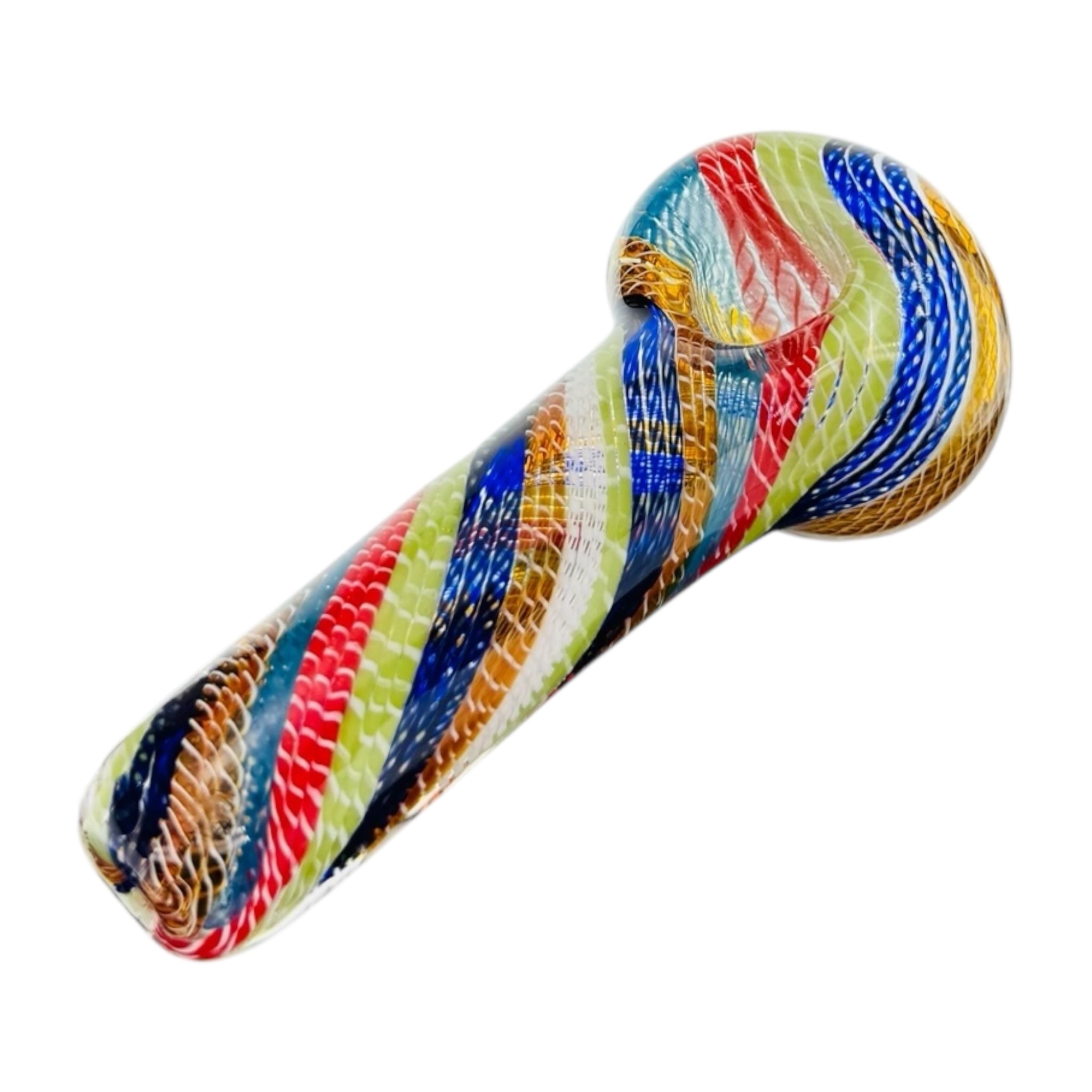 Multi Color Cane Line Work Twist Inside Out Glass Hand Pipe