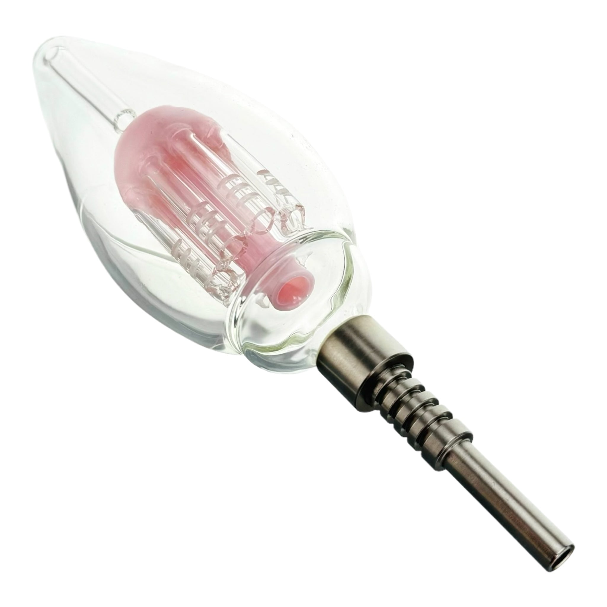 Pink Egg Nectar Collector With Tree Perc And Threaded Metal Tip