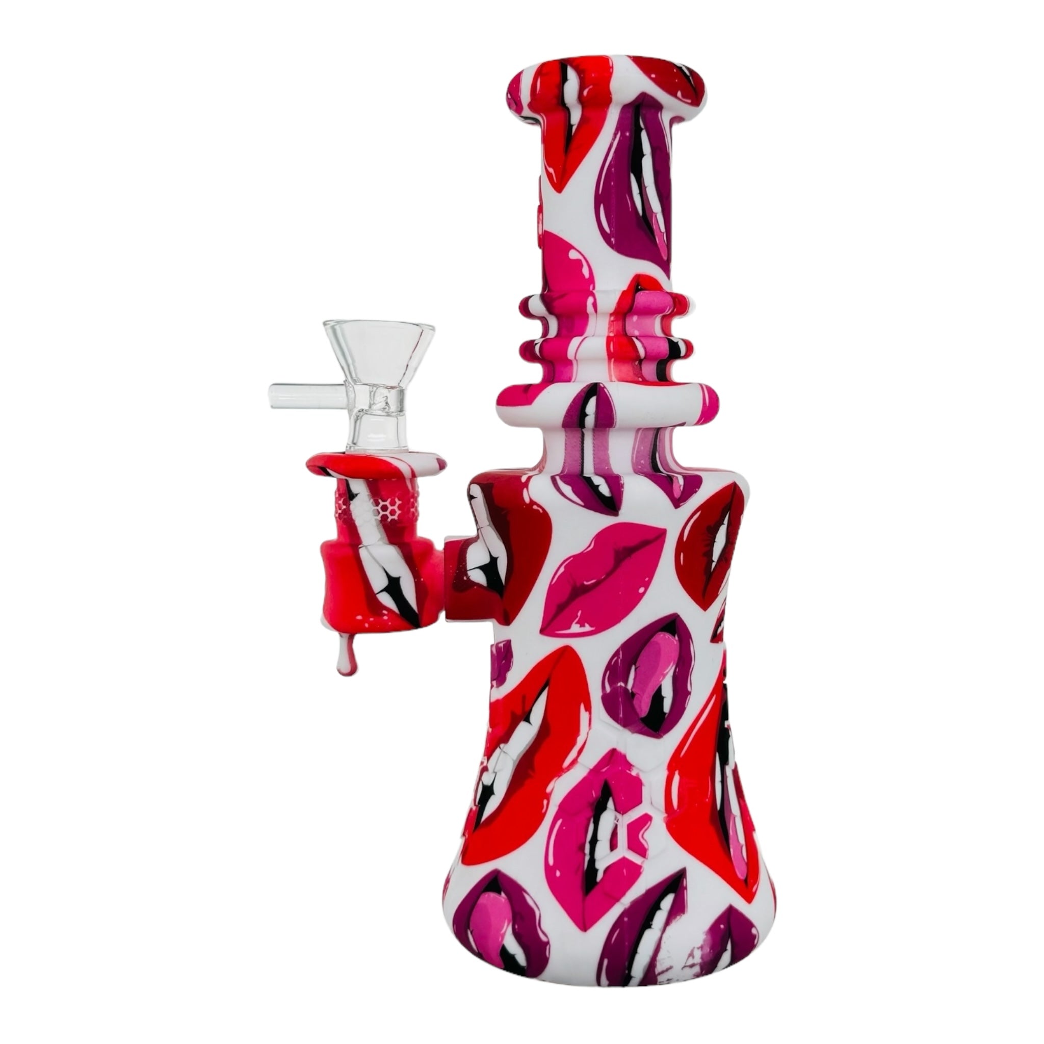 cute and girly Pink And Red Lips Silicone Rubber Bong