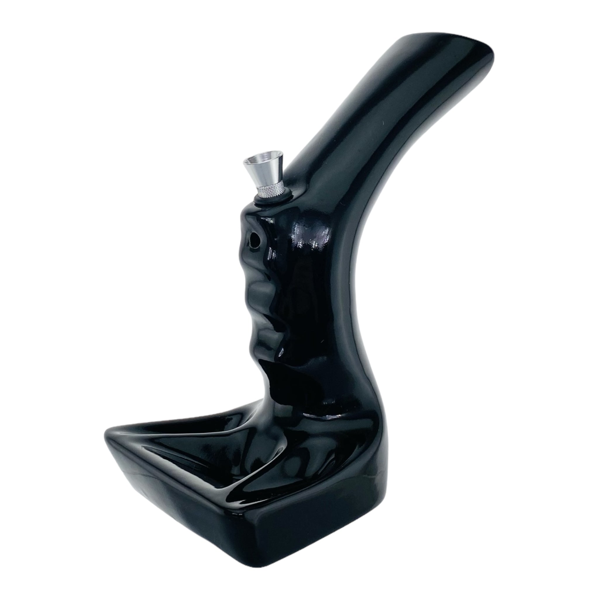Ceramic Bong With Bent Mouthpiece Black