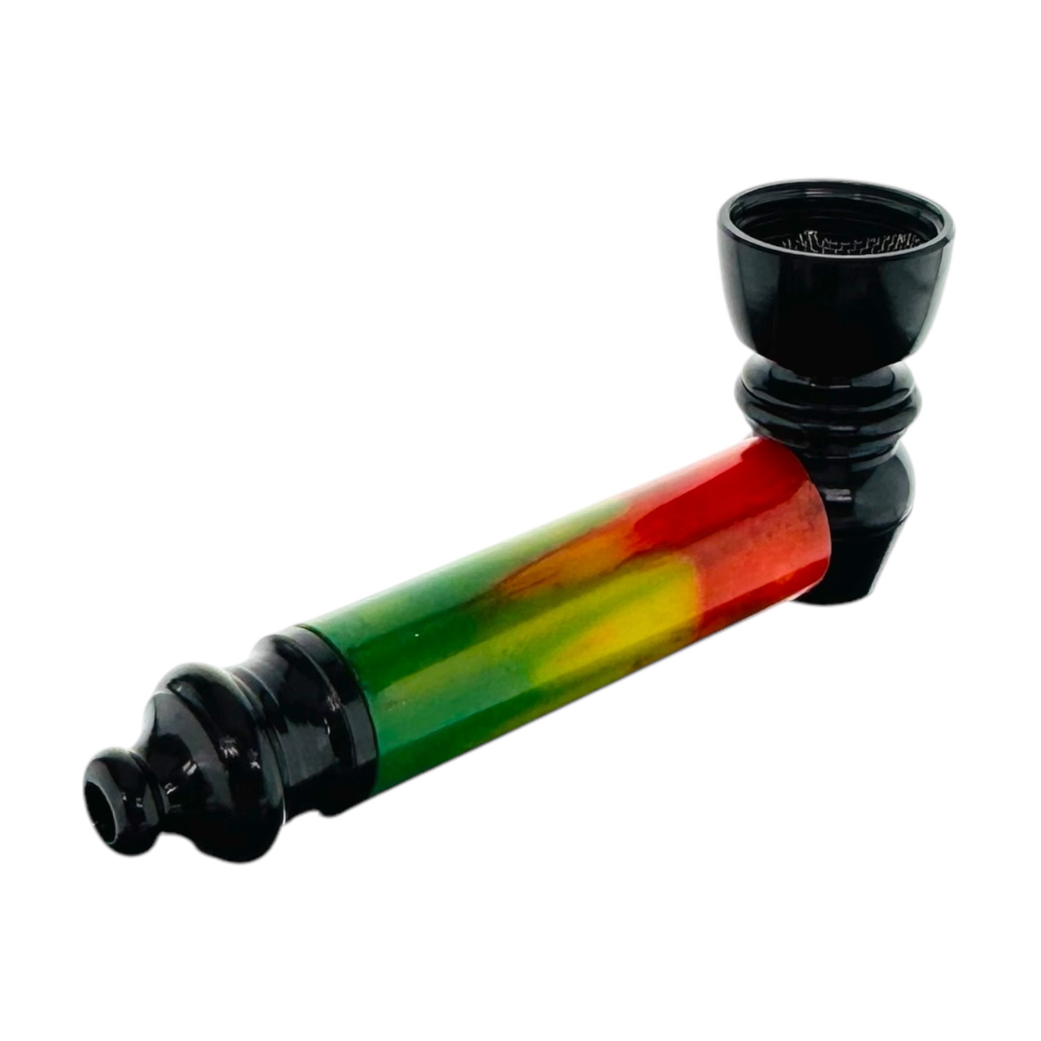 Black Metal Hand Pipe With Rasta Chamber