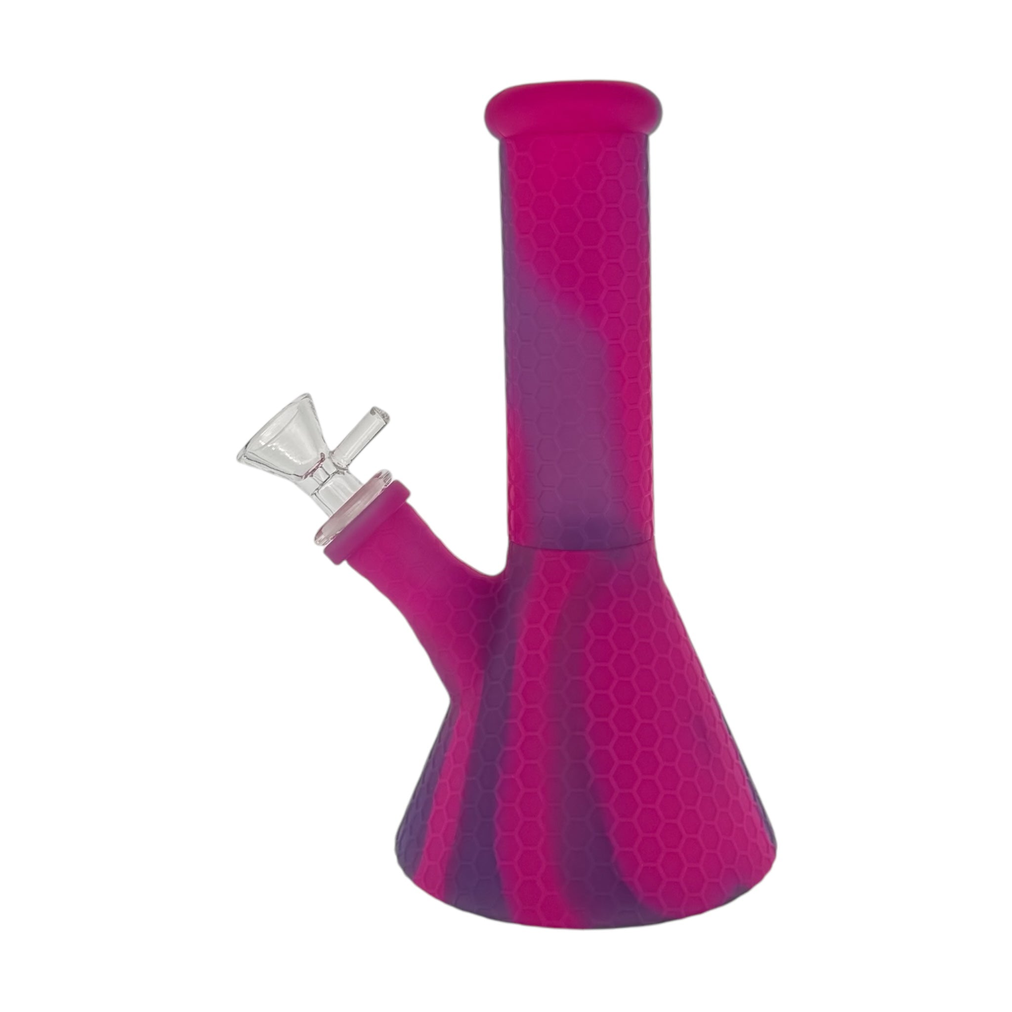 Pink And Purple Camo Silicone Beaker Bong With Pink Bee for girls 