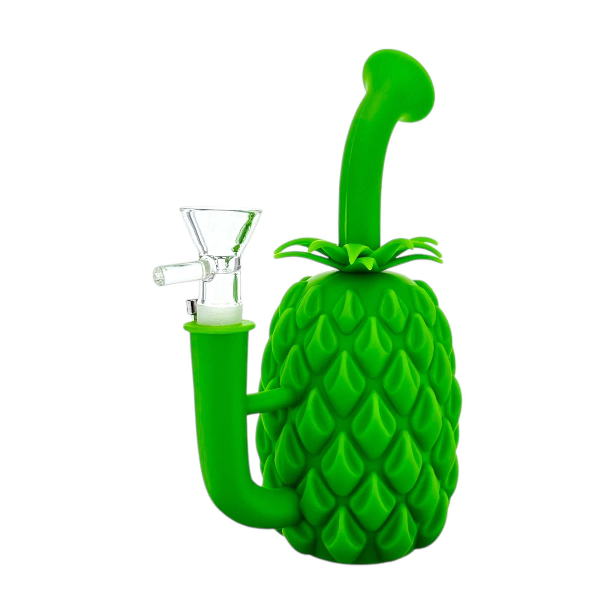 Green Pineapple Express Silicone Bubbler Bong With Magnetic Tool Holder