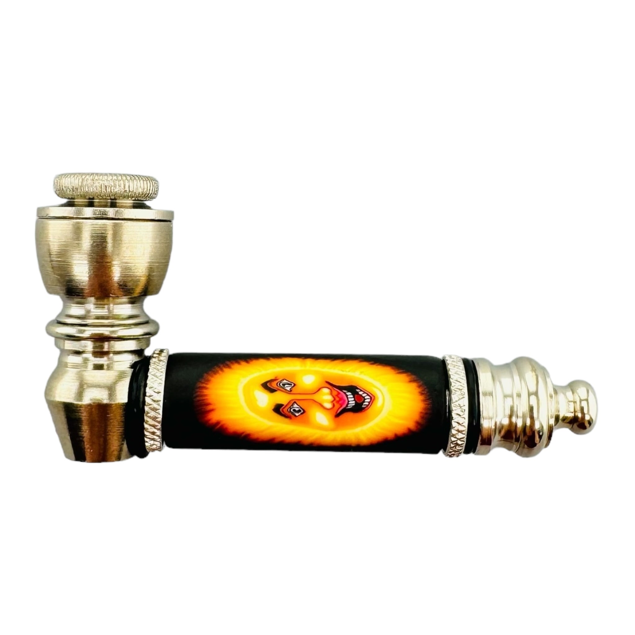 Metal Hand Pipes - Silver Chrome aluminum Hand Pipe for weed or cannabis With Happy Sun for sale