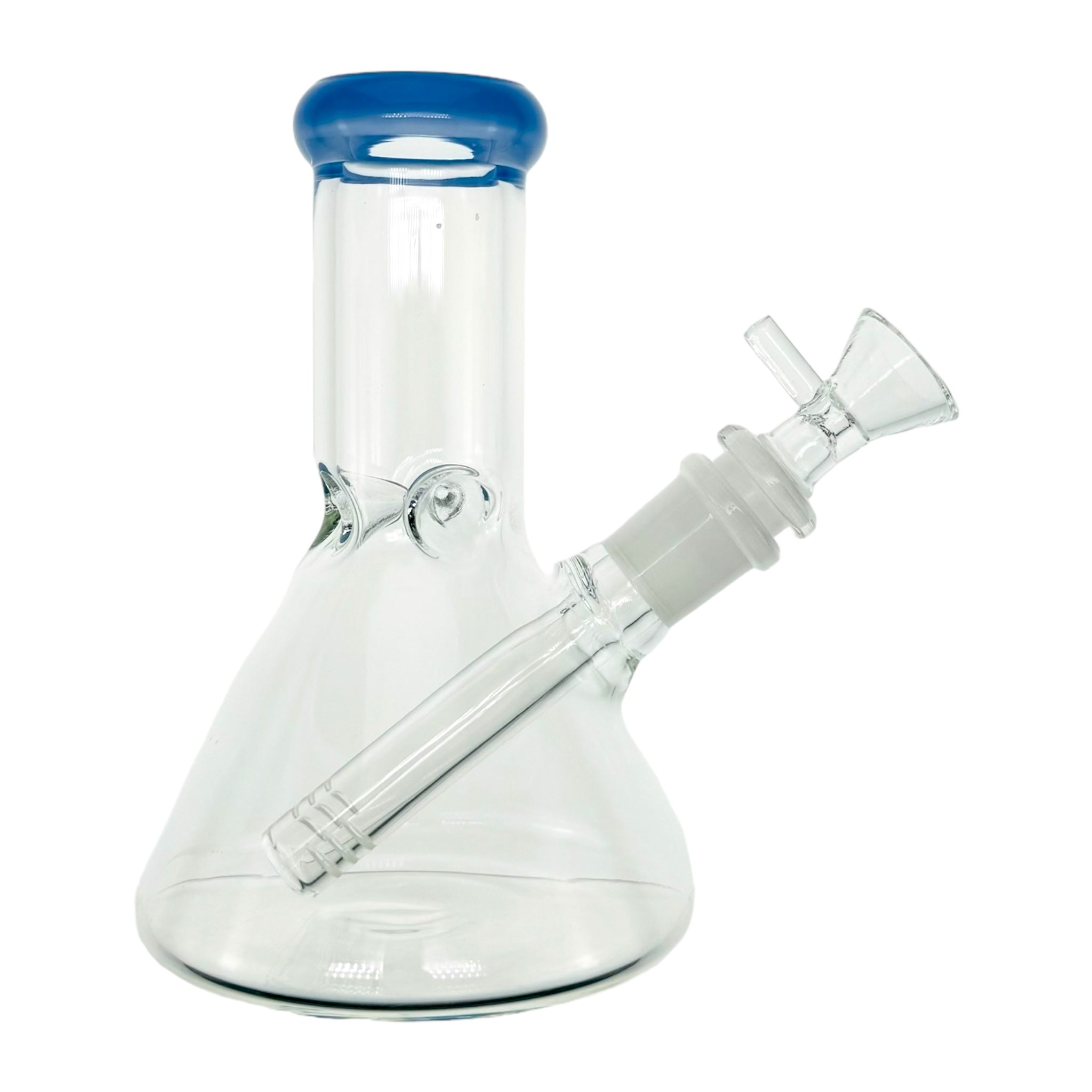 6 Inch Clear Beaker Bong With Periwinkle Color Lip