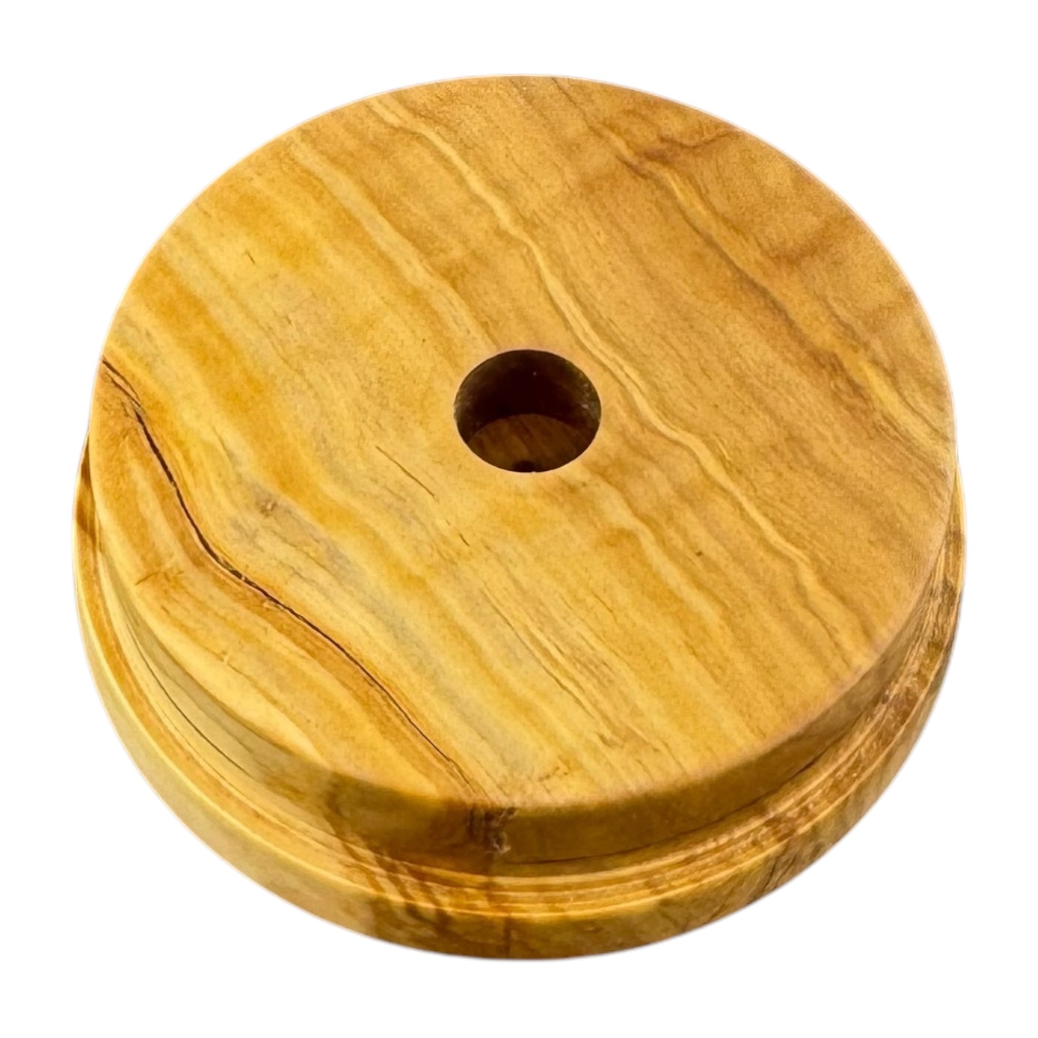 Single Hole Wood Display Stand Holder For 14mm Bong Bowl Pieces Or Quartz Bangers - Olive Wood