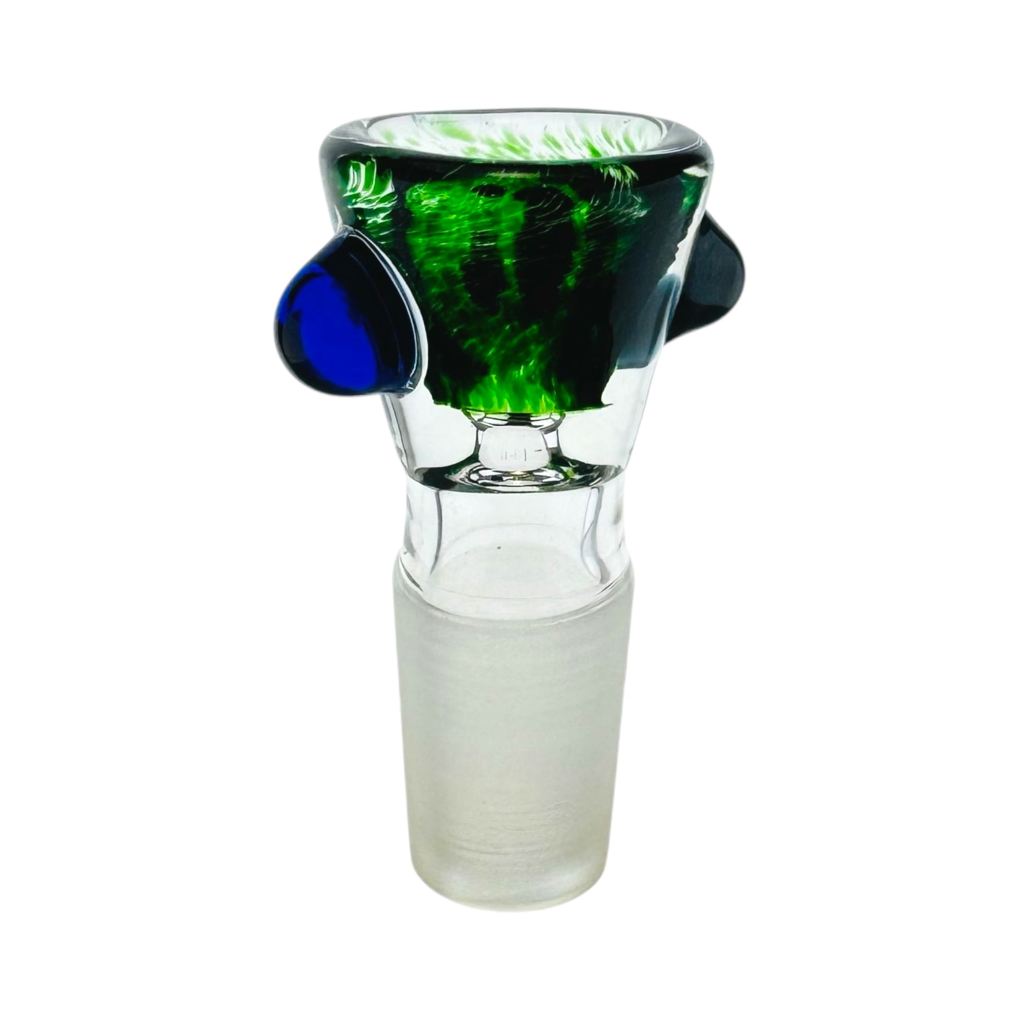 18mm Bong Bowl Piece Green Bowl With Blue Dots