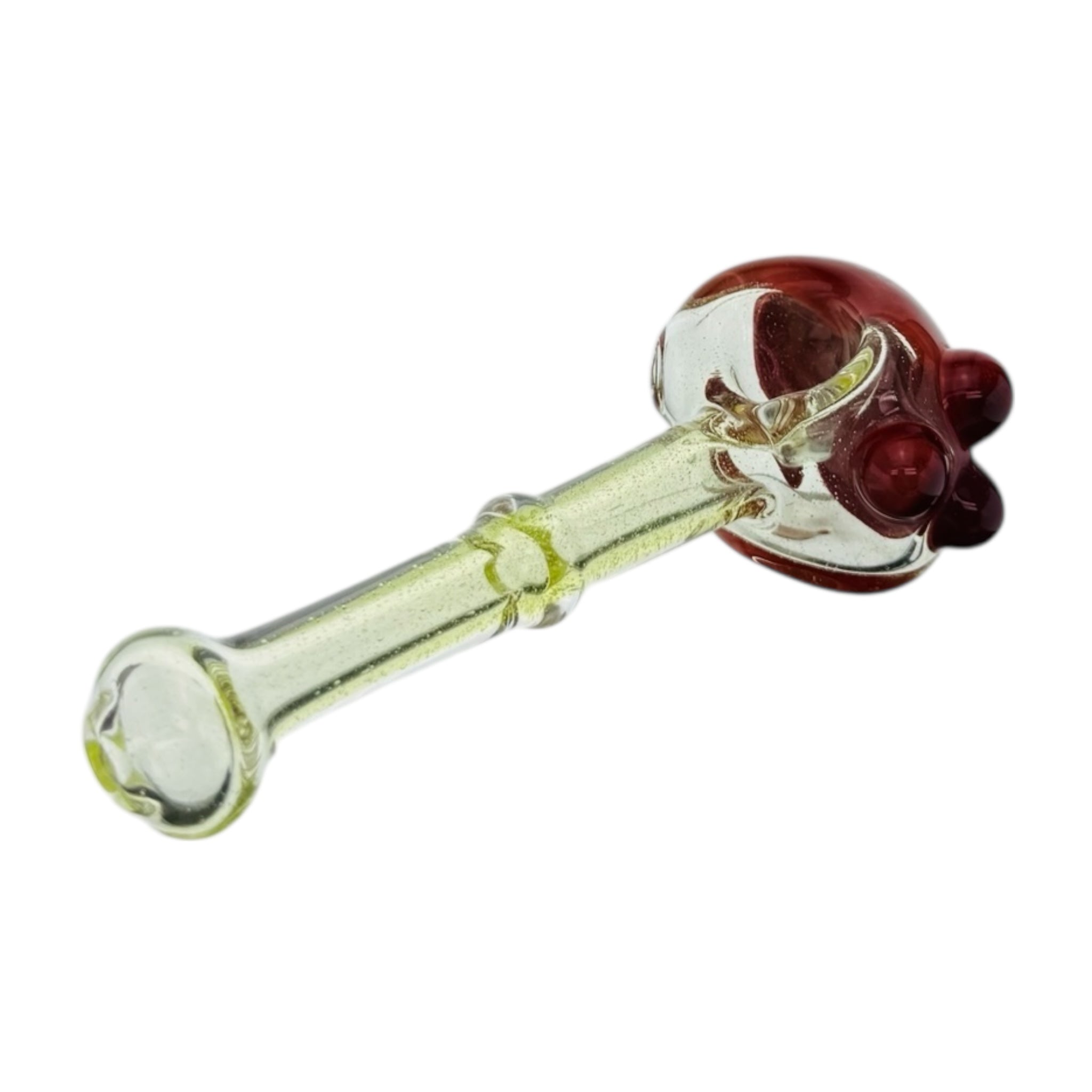UV Reactive Glass Hand Pipe With Red Dot Stack End