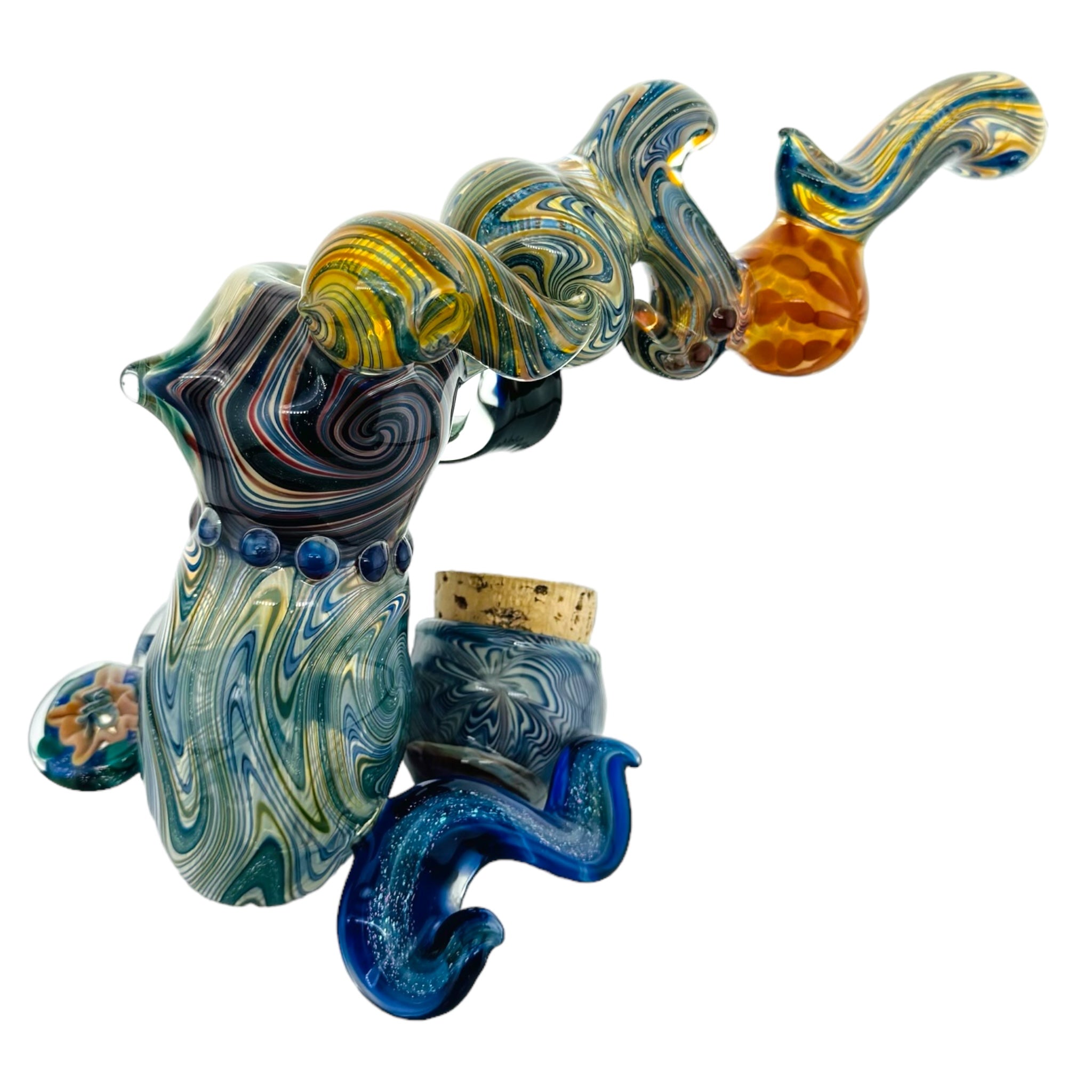 Large Heady push bowl Bubbler With linework Sections And Stash Jar for sale