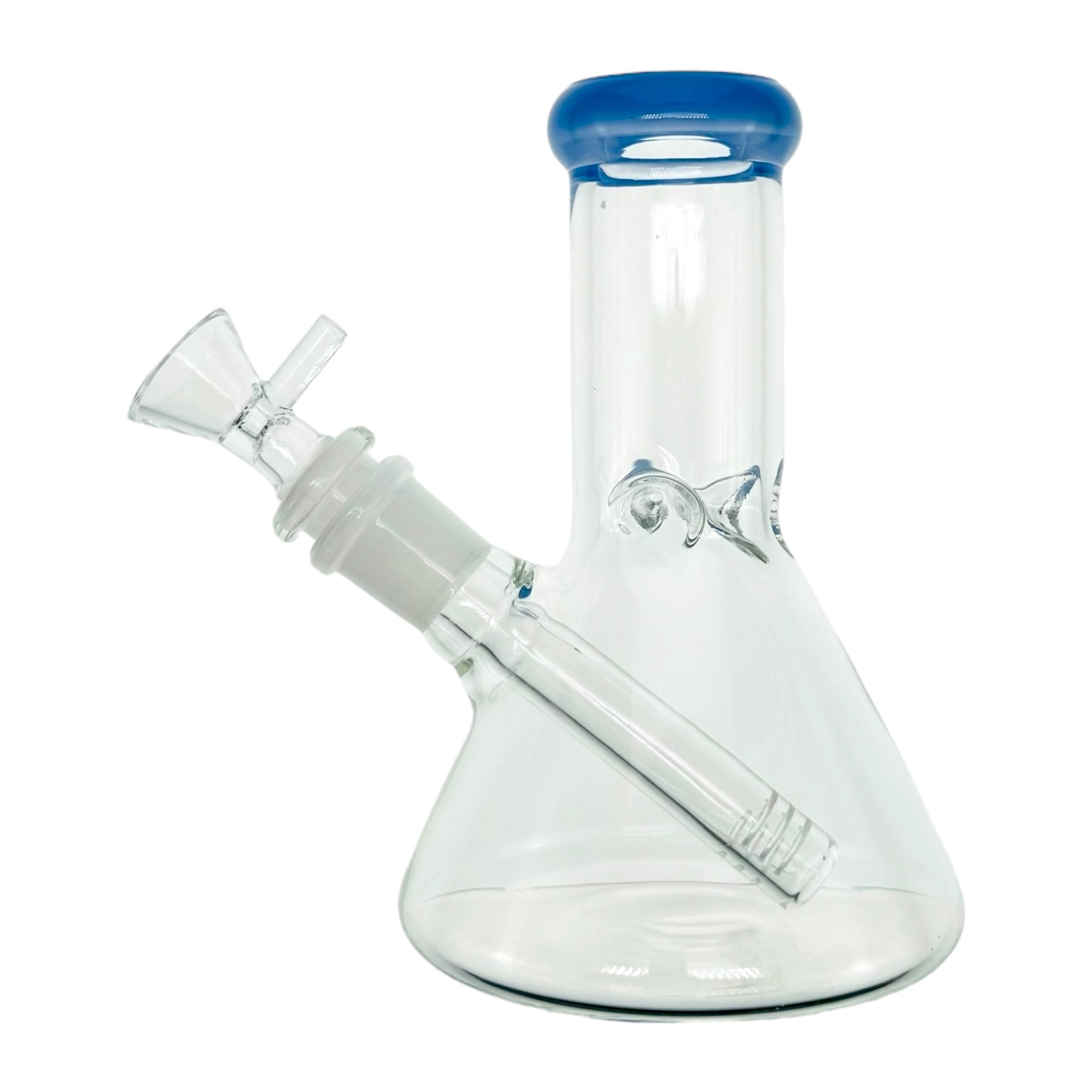 6 Inch Clear Beaker Bong With Periwinkle Color Lip