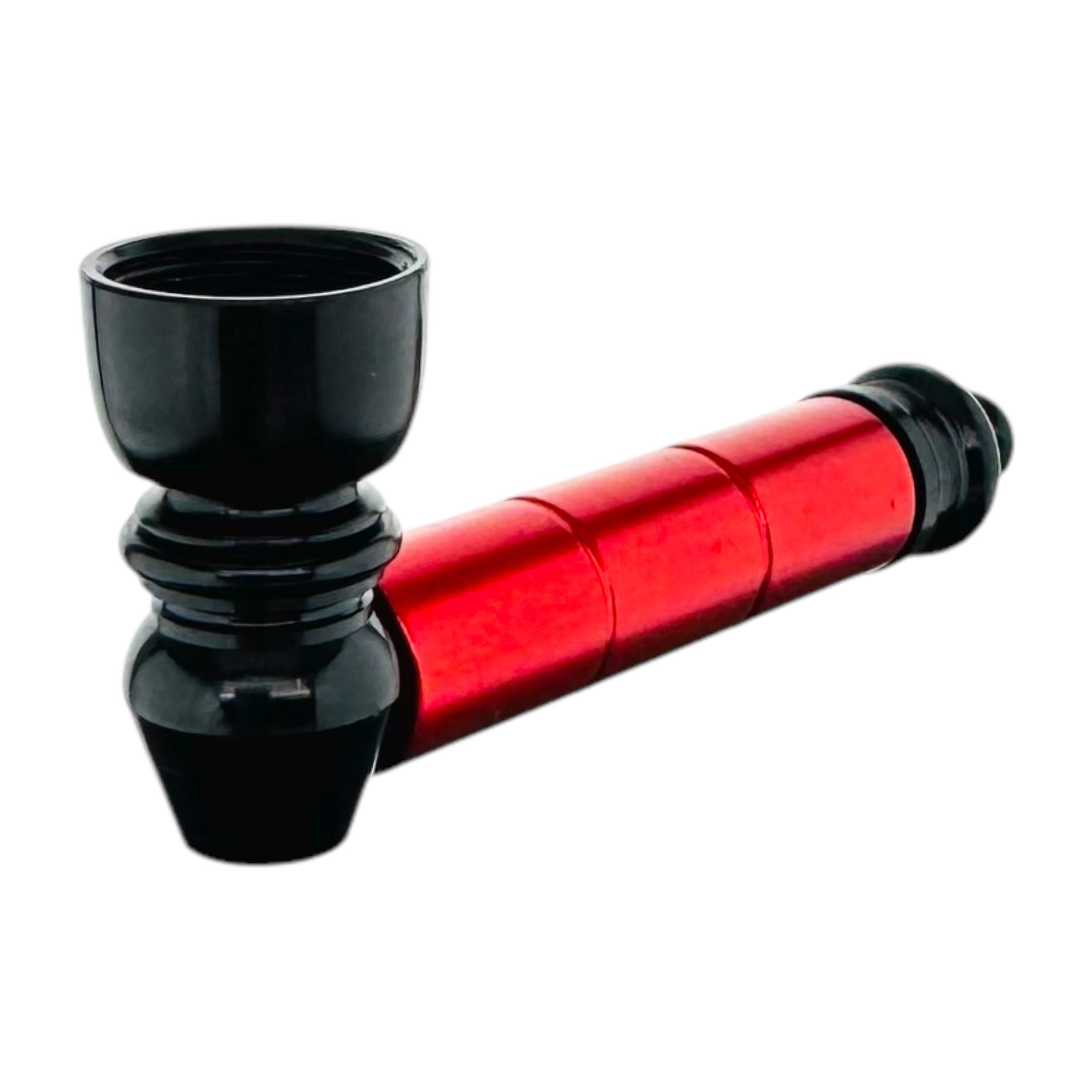 old school aluminum metal smoking hand pipe for cannabis black red