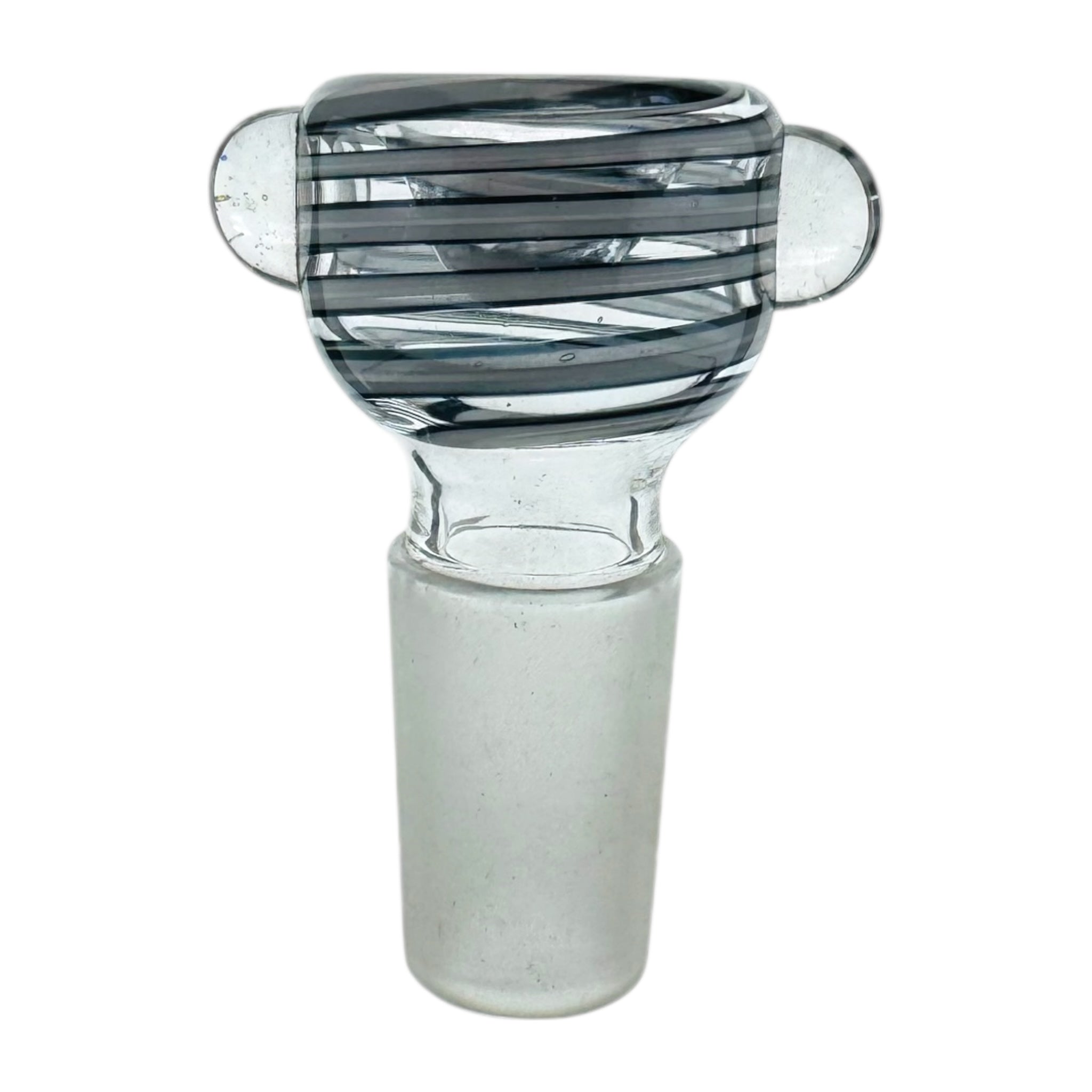 18mm water pipe bowl Glass smoking accessory with striped design on a white background