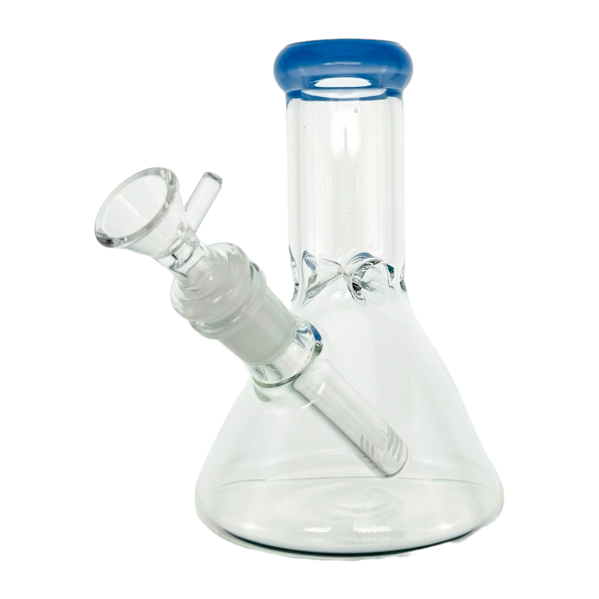 6 Inch Clear Beaker Bong With Periwinkle Color Lip