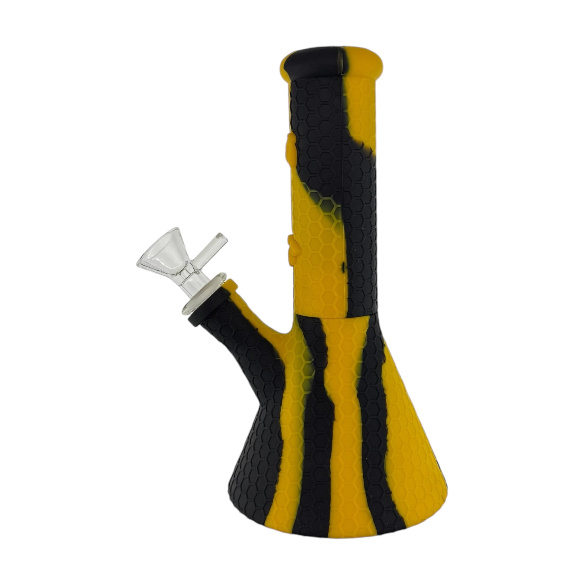 Black And Yellow Camo Silicone Beaker Bong With cute honey Bee