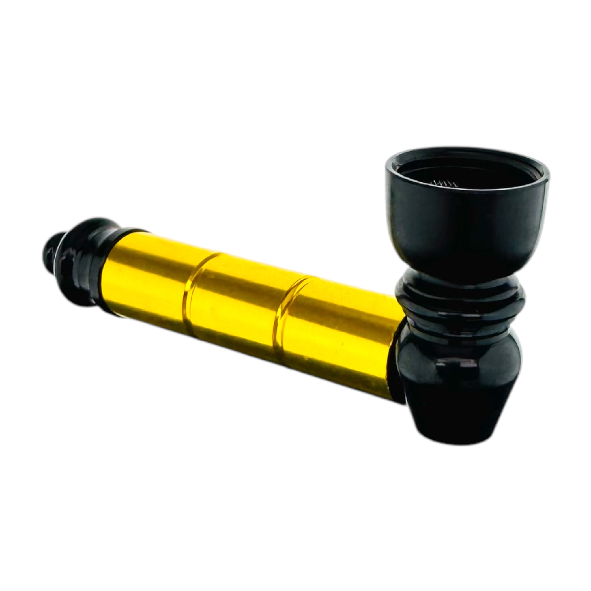 Metal Smoking Hand Pipe - Black And Gold Basic Aluminum Smoking Pipe