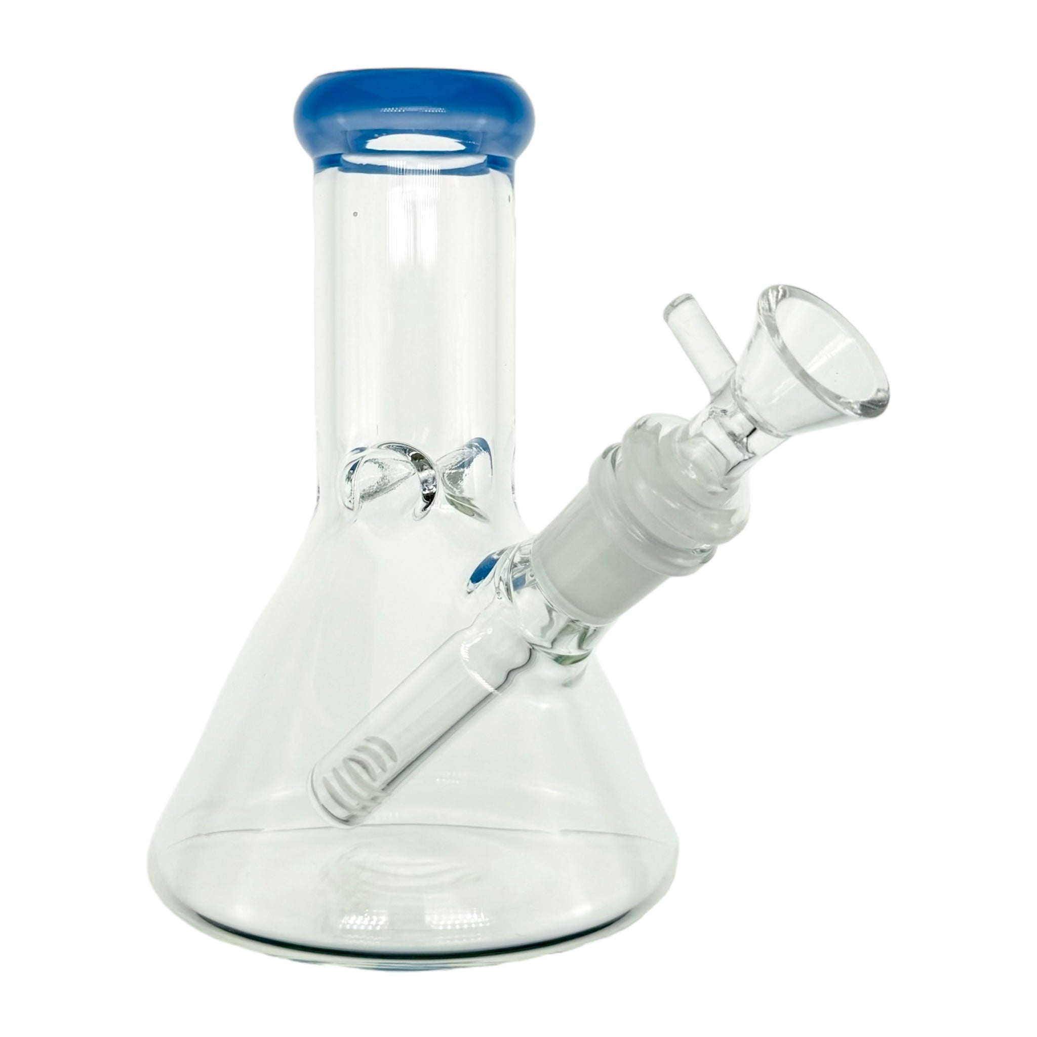 6 Inch Clear Beaker Bong With Periwinkle Color Lip