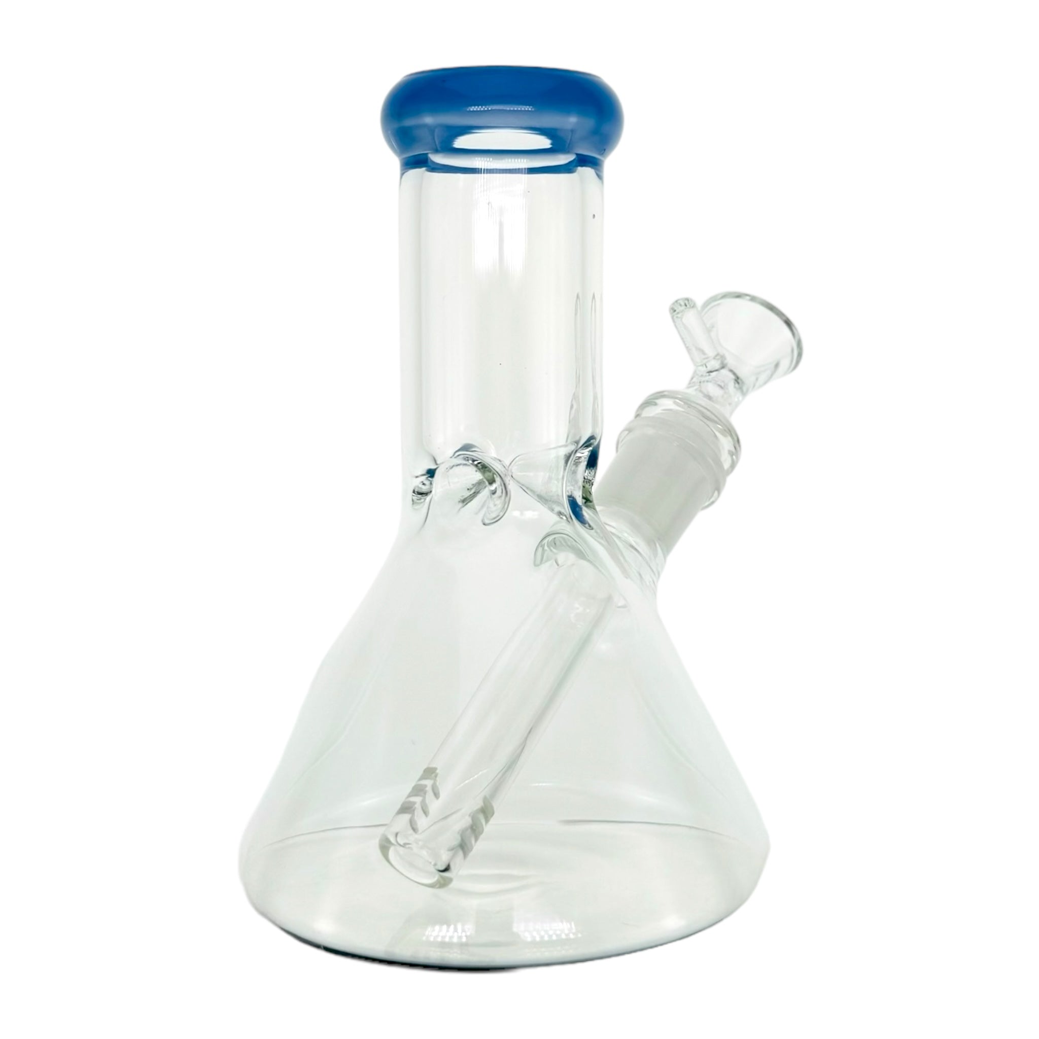 6 Inch Clear Beaker Bong With Periwinkle Color Lip