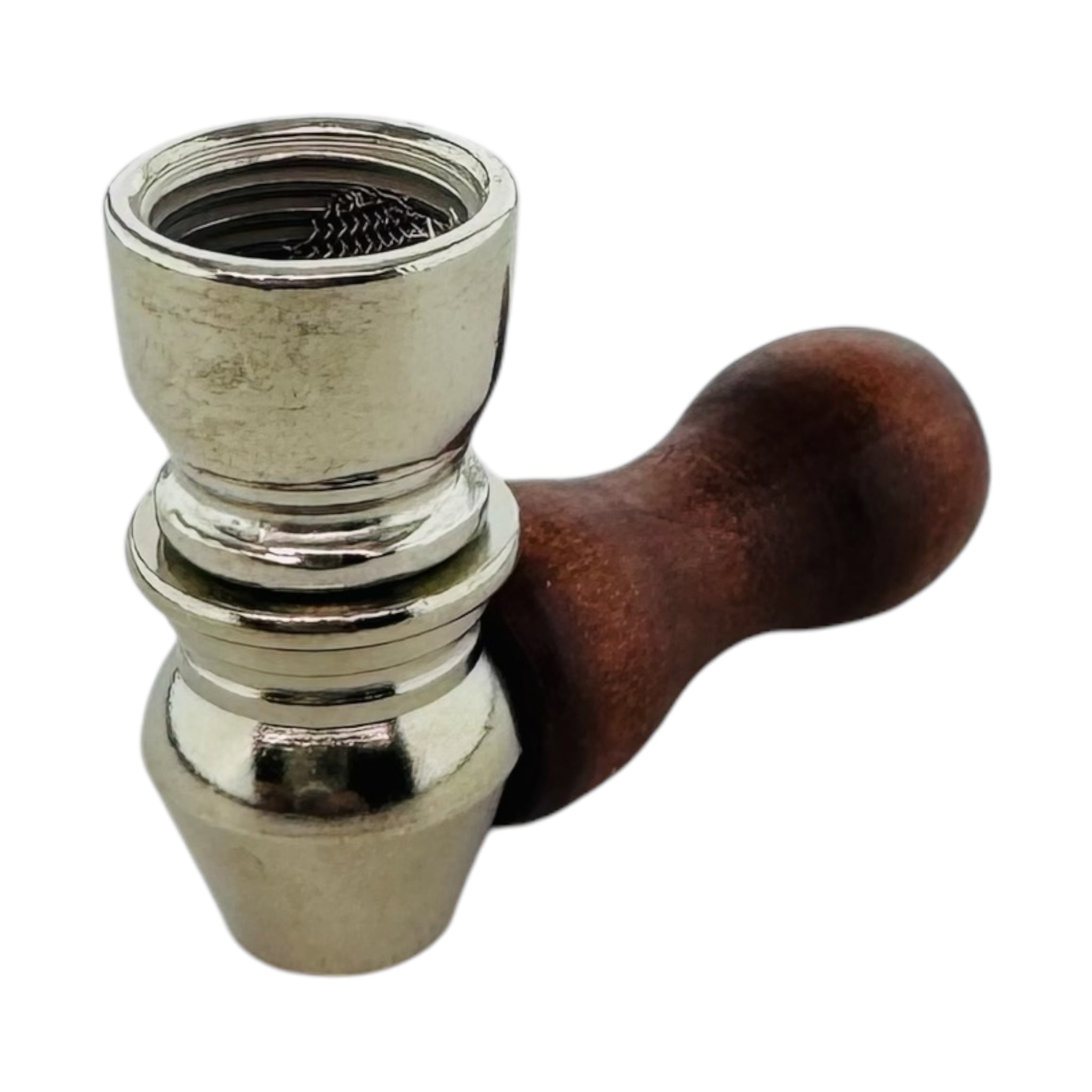 Metal Smoking Pipes Mini One Hitter Hand Pipe With Wood Mouthpiece aluminum steel