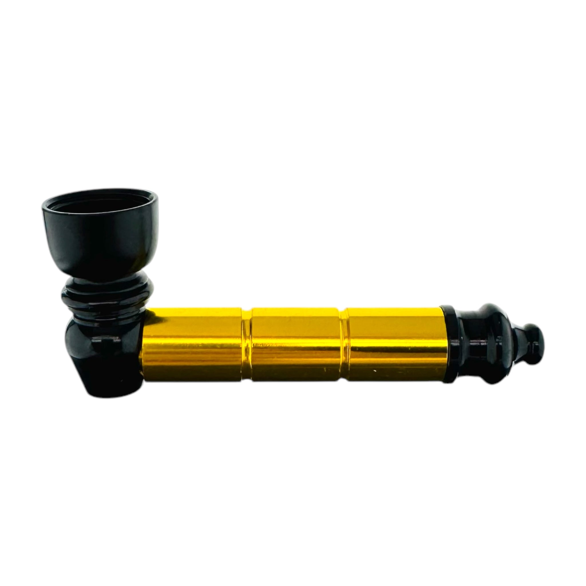 Metal Smoking Hand Pipe - Black And Gold Basic Aluminum Smoking Pipe