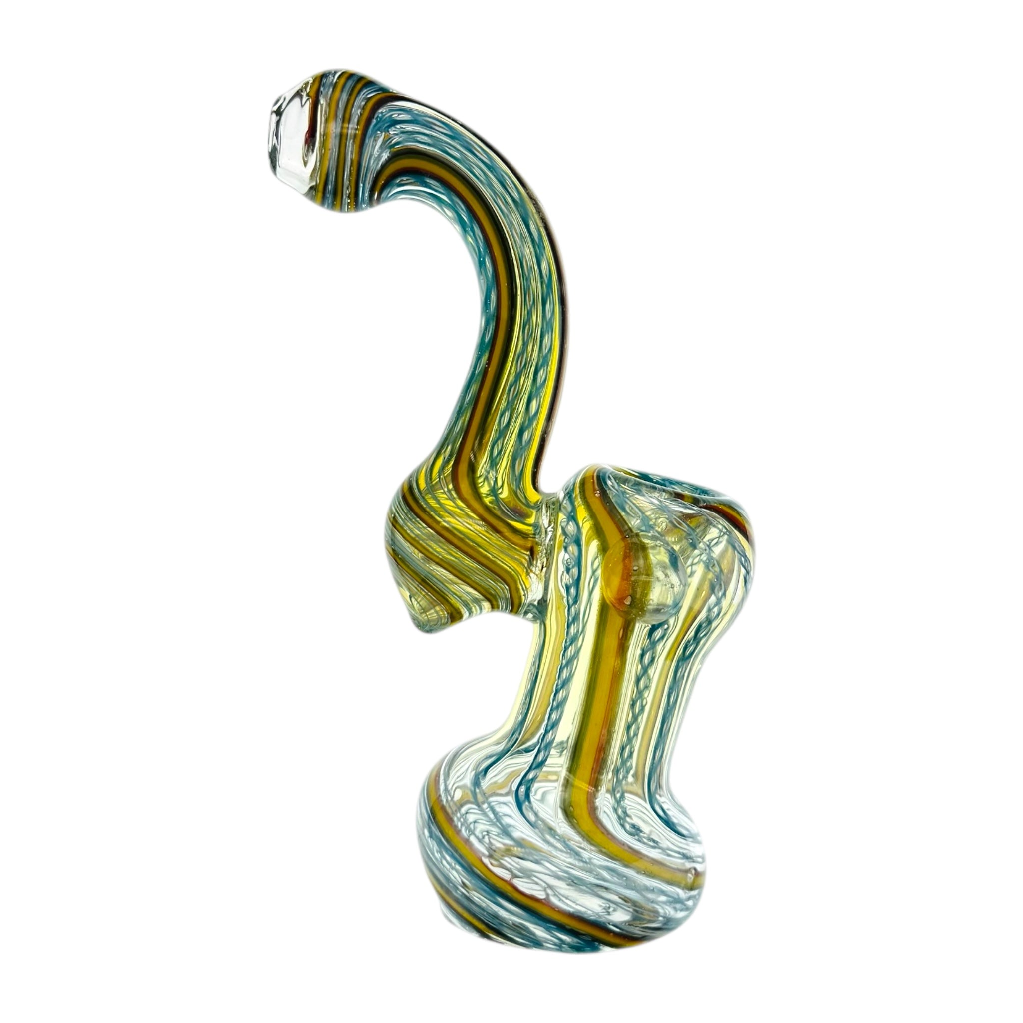 Blue And Rasta Linework Stand Up Bubbler Water Pipe