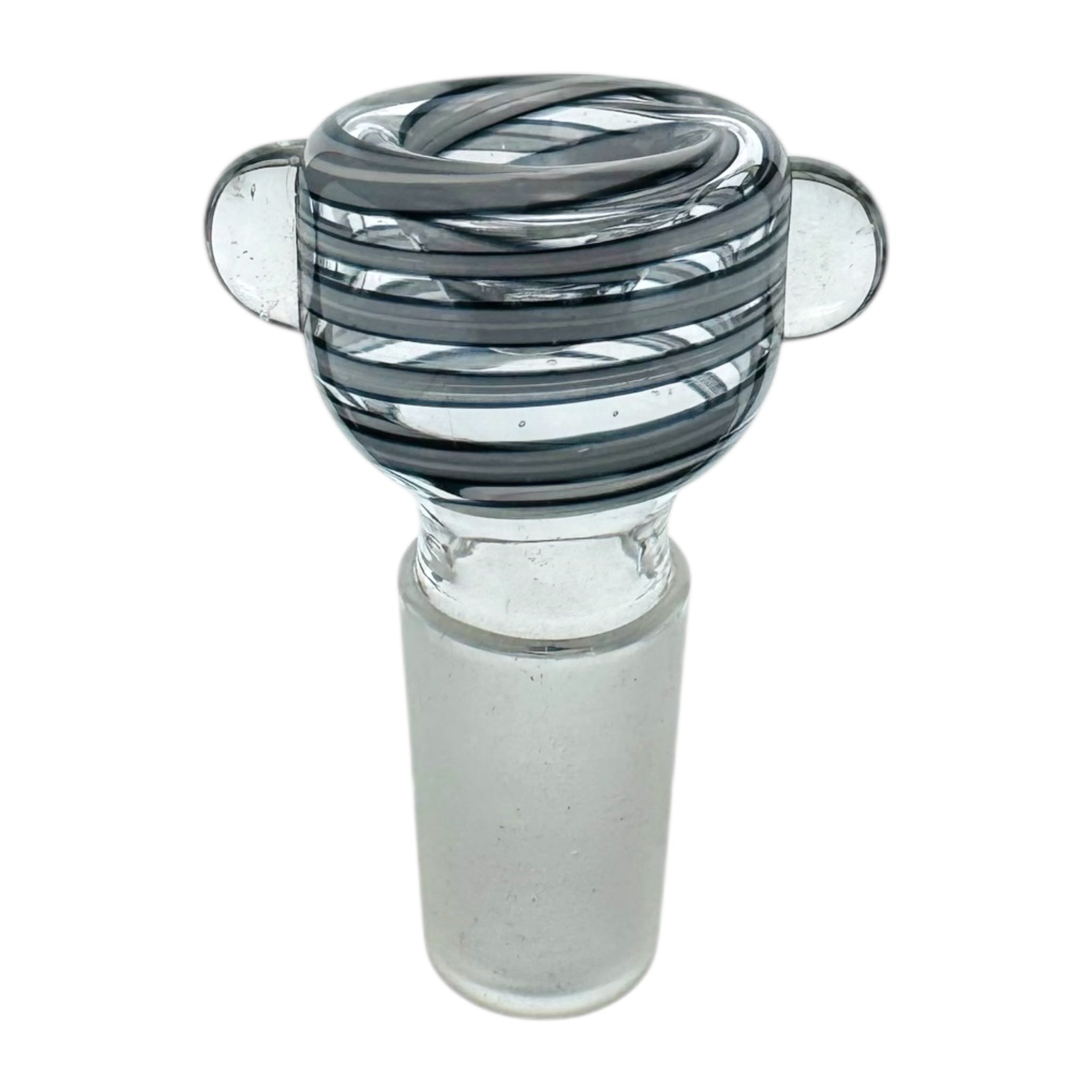 18mm water pipe bowl Glass smoking accessory with striped design on a white background
