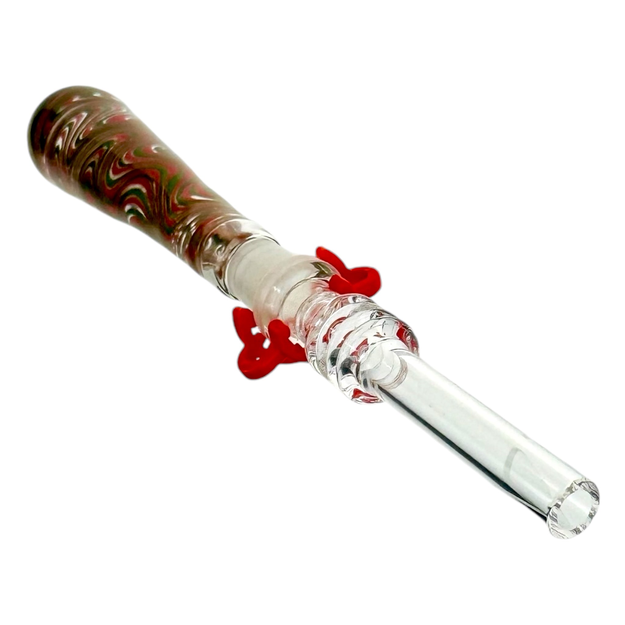 10mm Nectar Collector - Green And Red Squiggle Inside Out With 10mm Quartz Tip