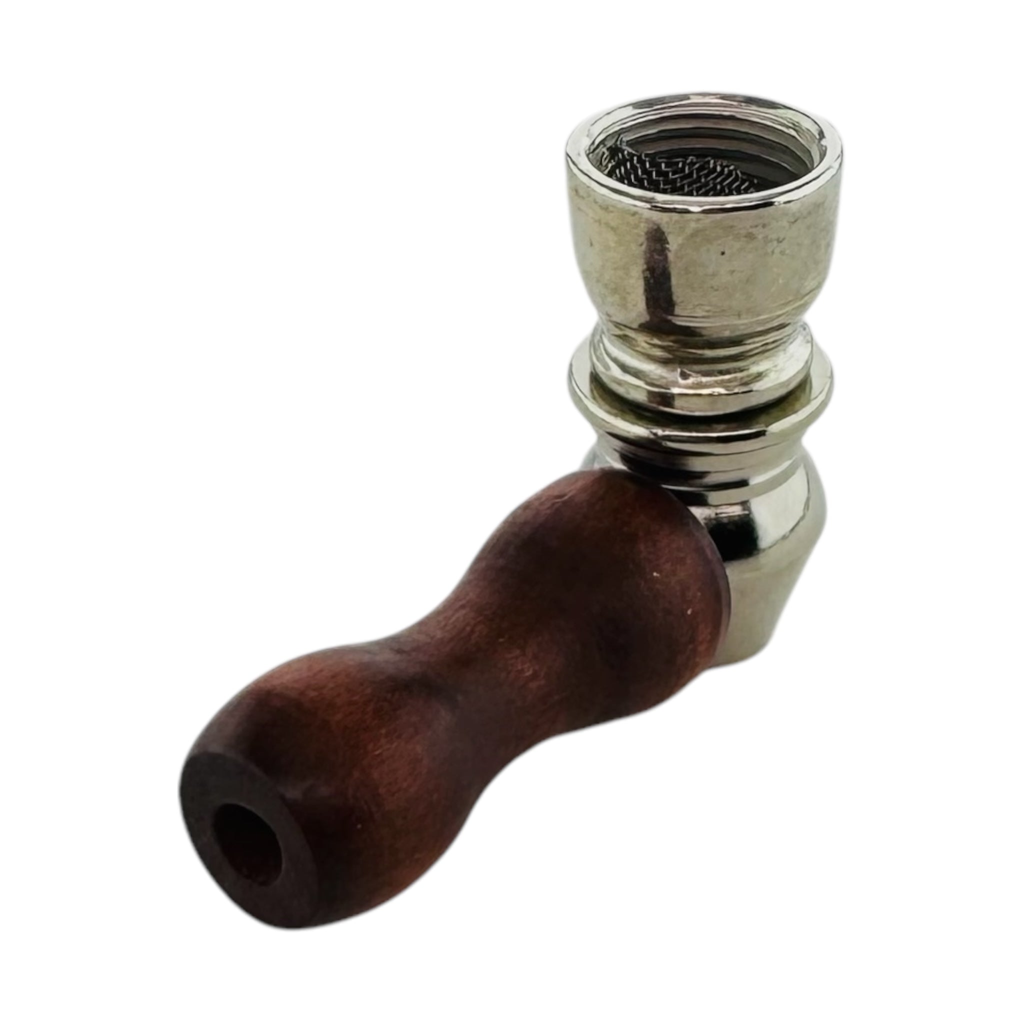 Metal Smoking Pipes Mini One Hitter Hand Pipe With Wood Mouthpiece aluminum steel