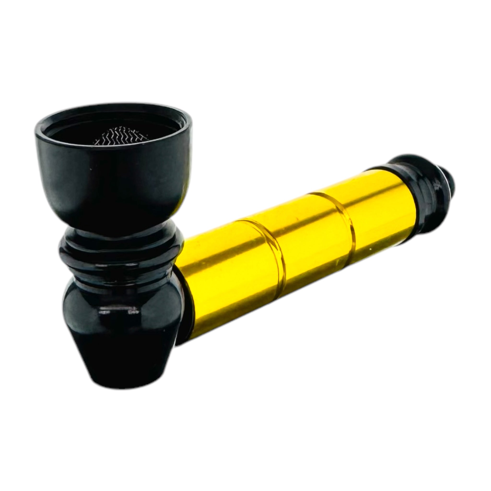 Metal Smoking Hand Pipe - Black And Gold Basic Aluminum Smoking Pipe