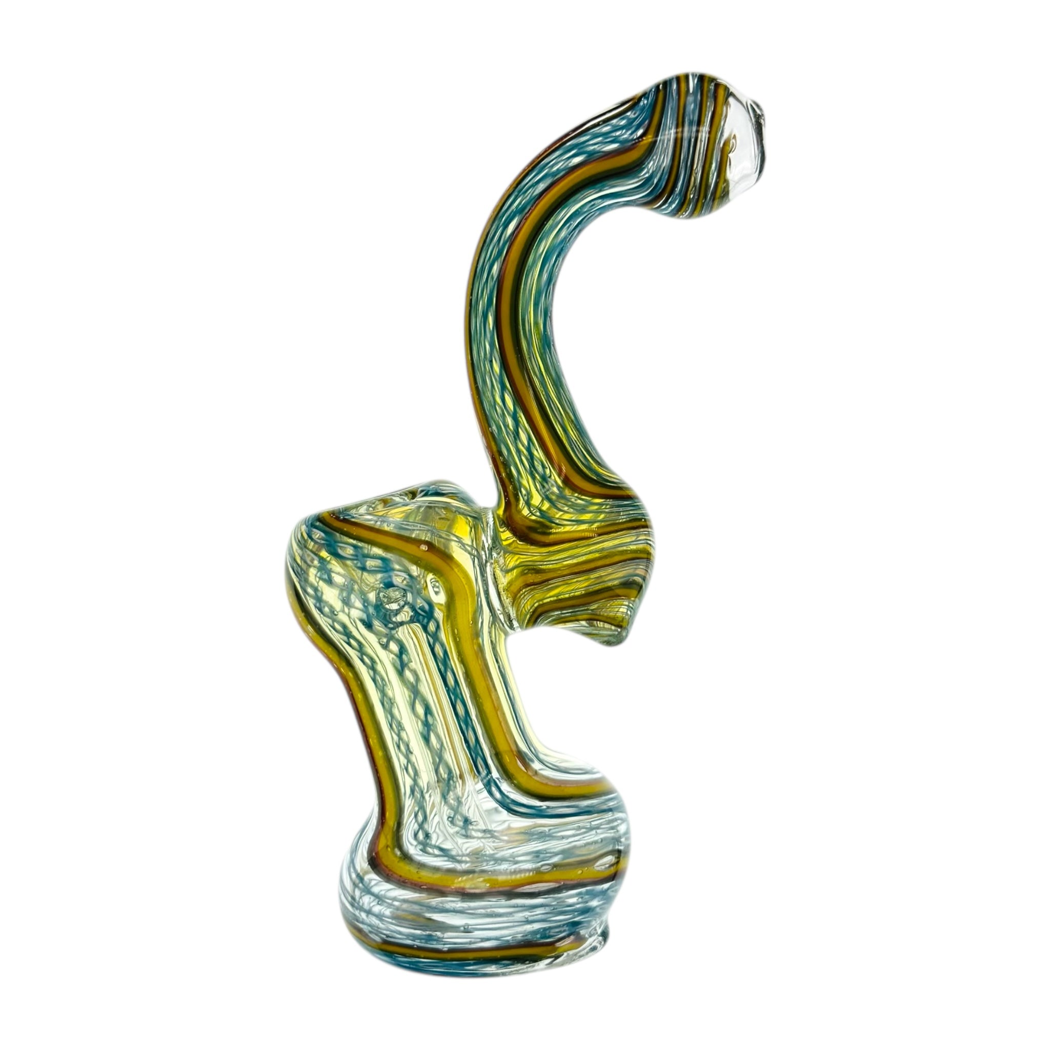 Blue And Rasta Linework Stand Up Bubbler Water Pipe