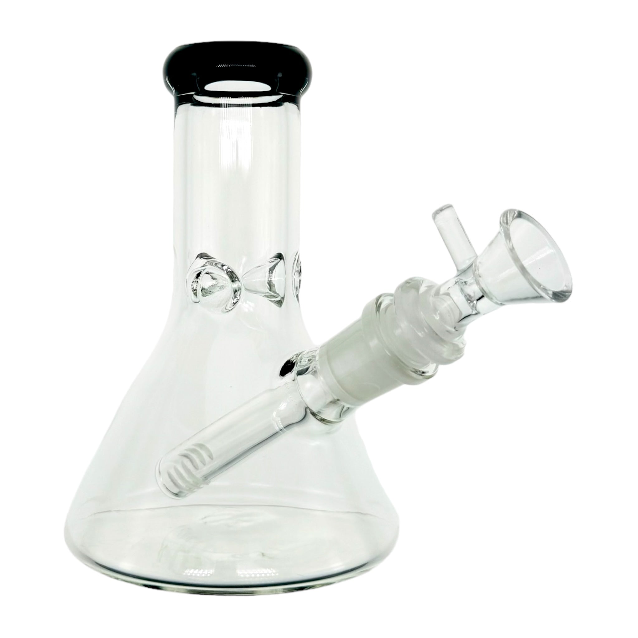 6 Inch Clear Beaker Bong With Black Color Lip