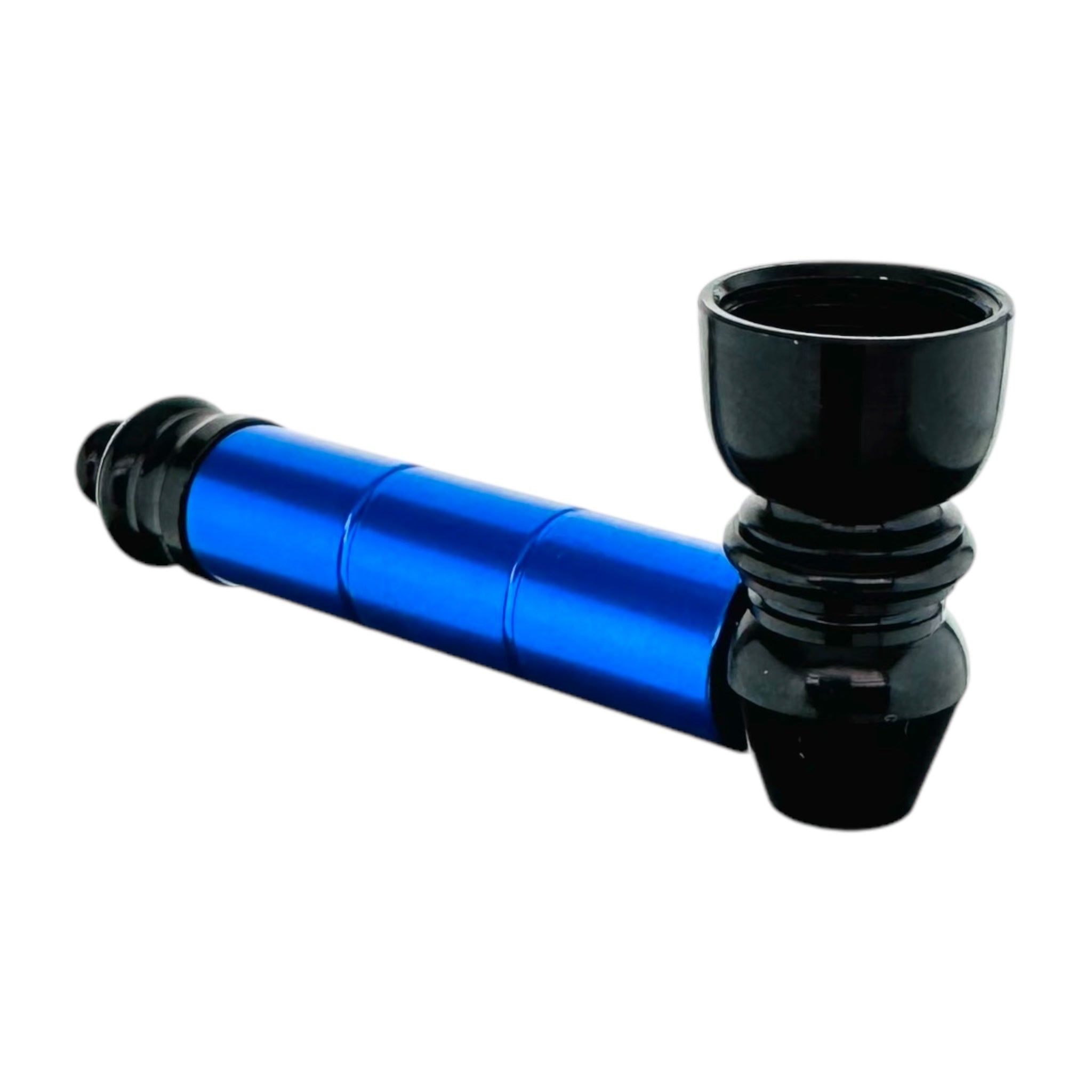 classic aluminum metal smoking hand pipe blue black