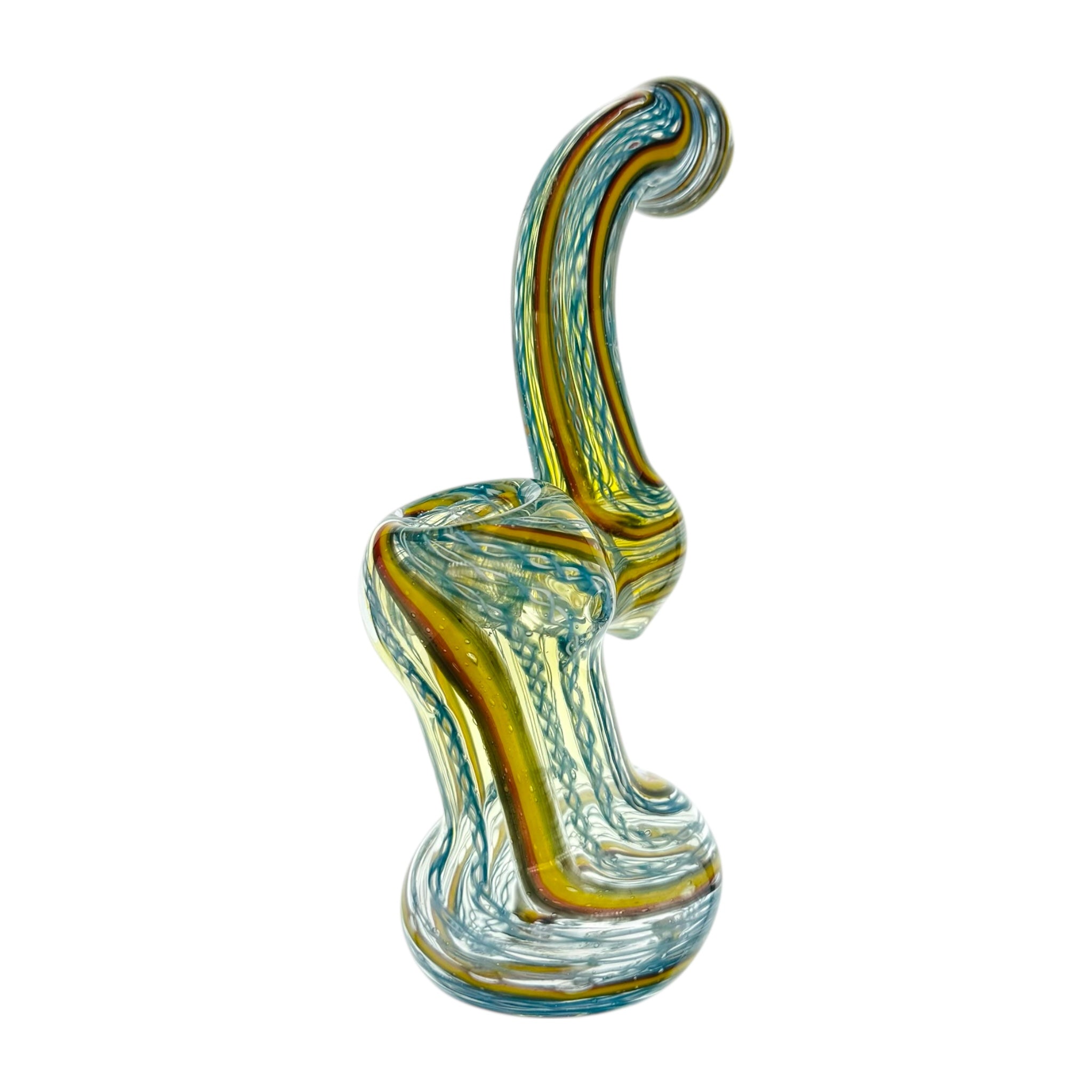 Blue And Rasta Linework Stand Up Bubbler Water Pipe