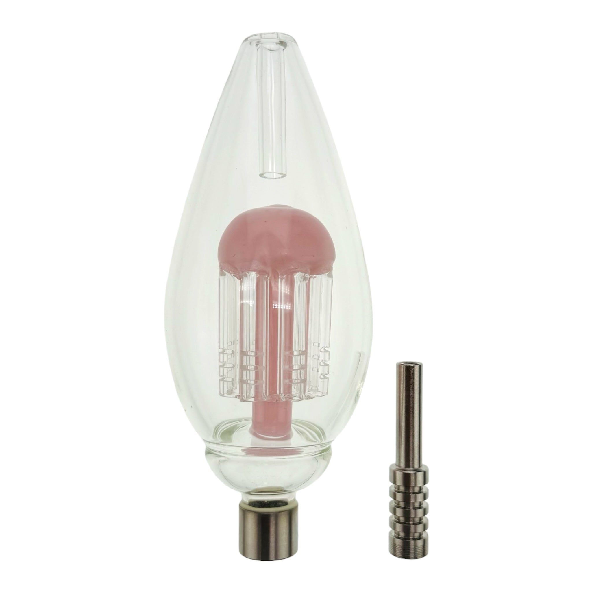 Pink Egg Nectar Collector With Tree Perc And Threaded Metal Tip