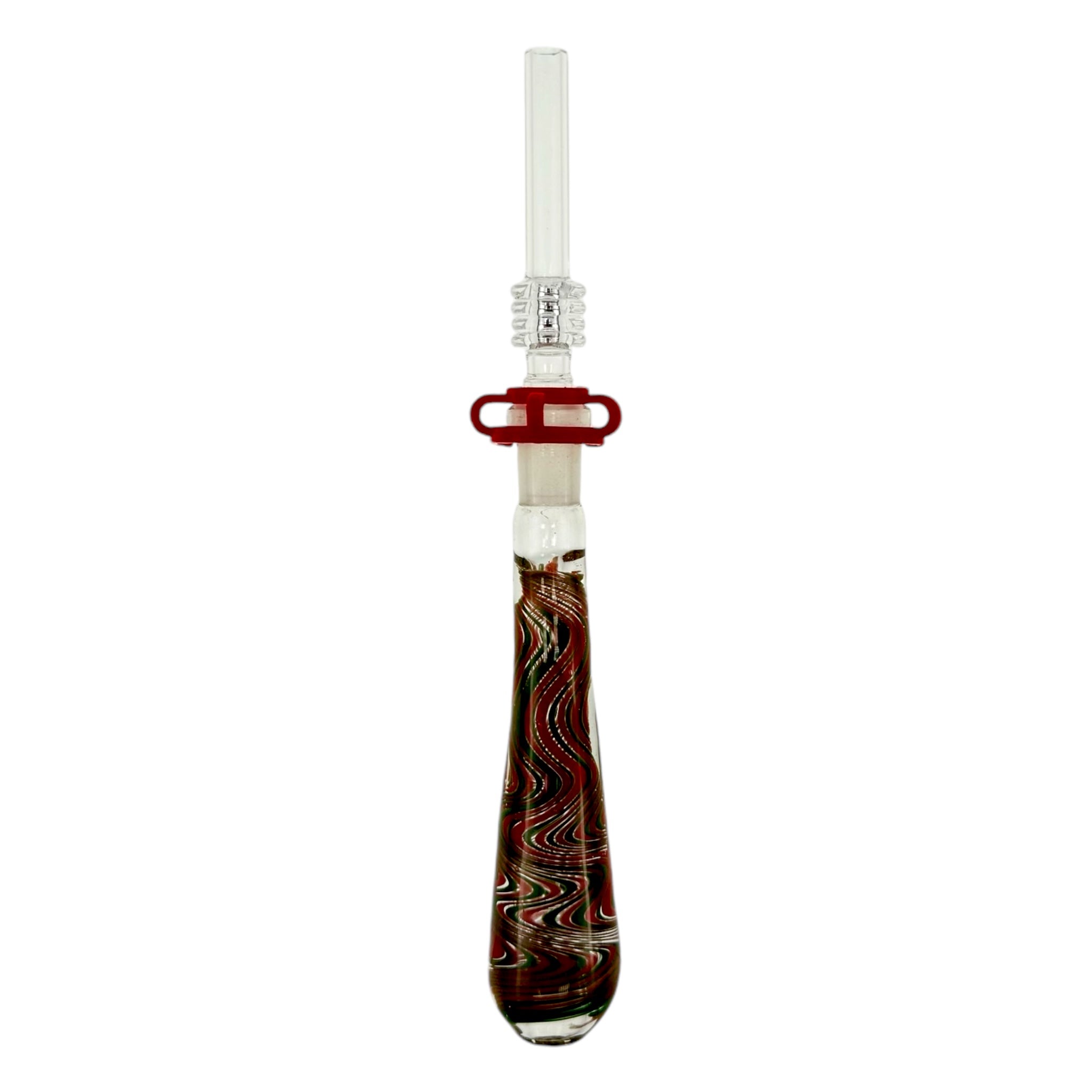 10mm Nectar Collector - Green And Red Squiggle Inside Out With 10mm Quartz Tip