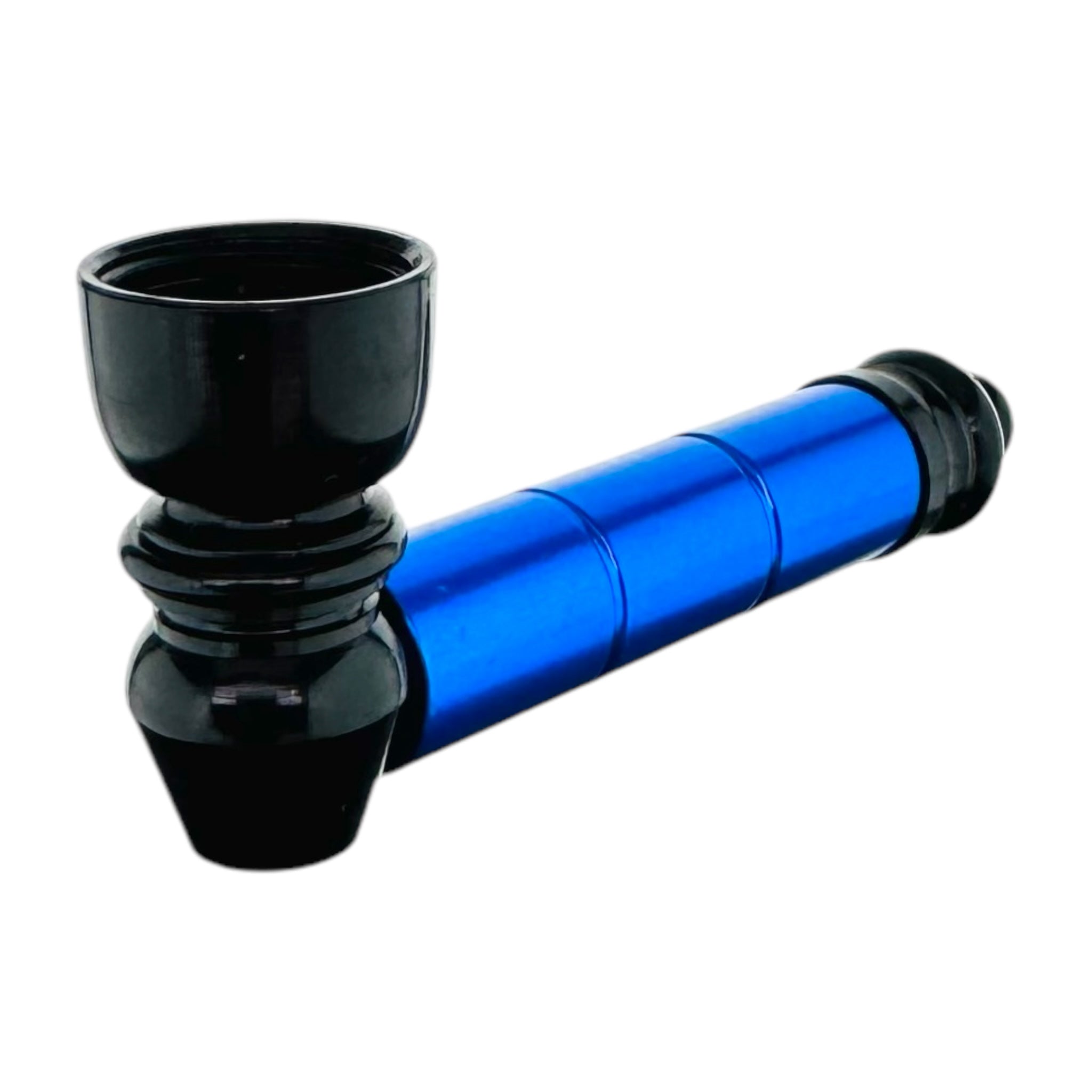 classic aluminum metal smoking hand pipe blue black