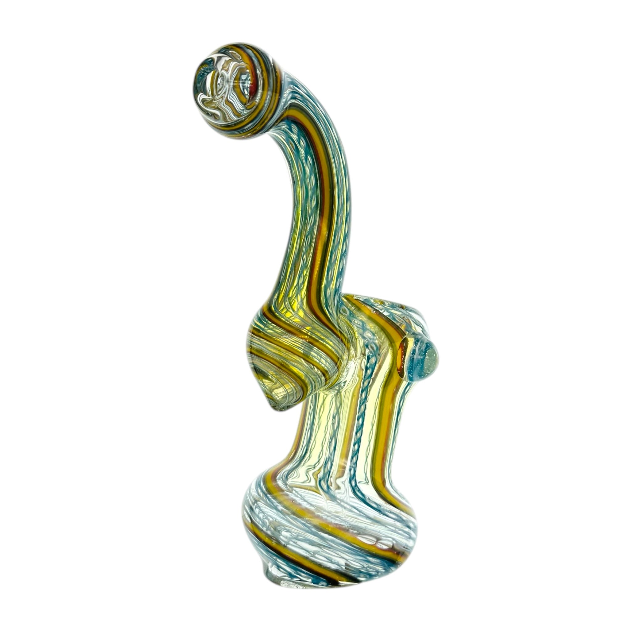 Blue And Rasta Linework Stand Up Bubbler Water Pipe