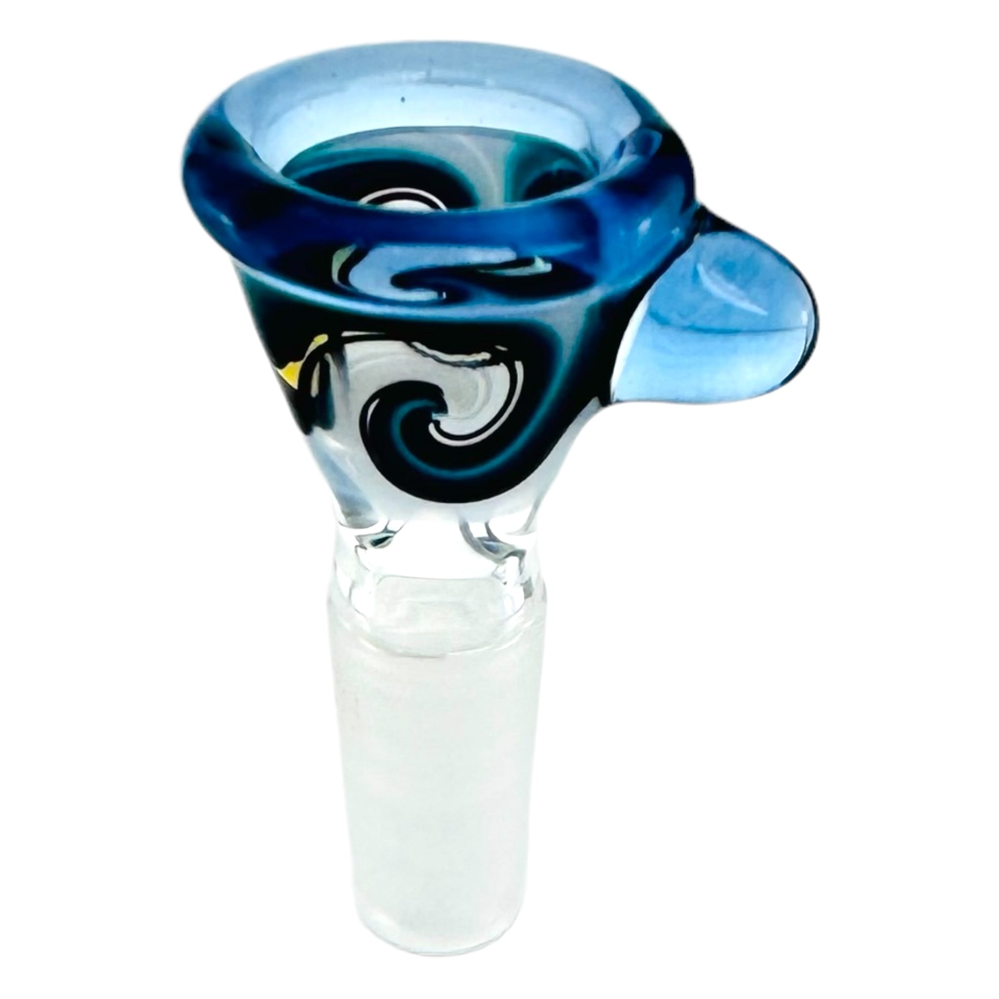 N3RD Glass 10mm Flower Bowl Blue Ice With Blue