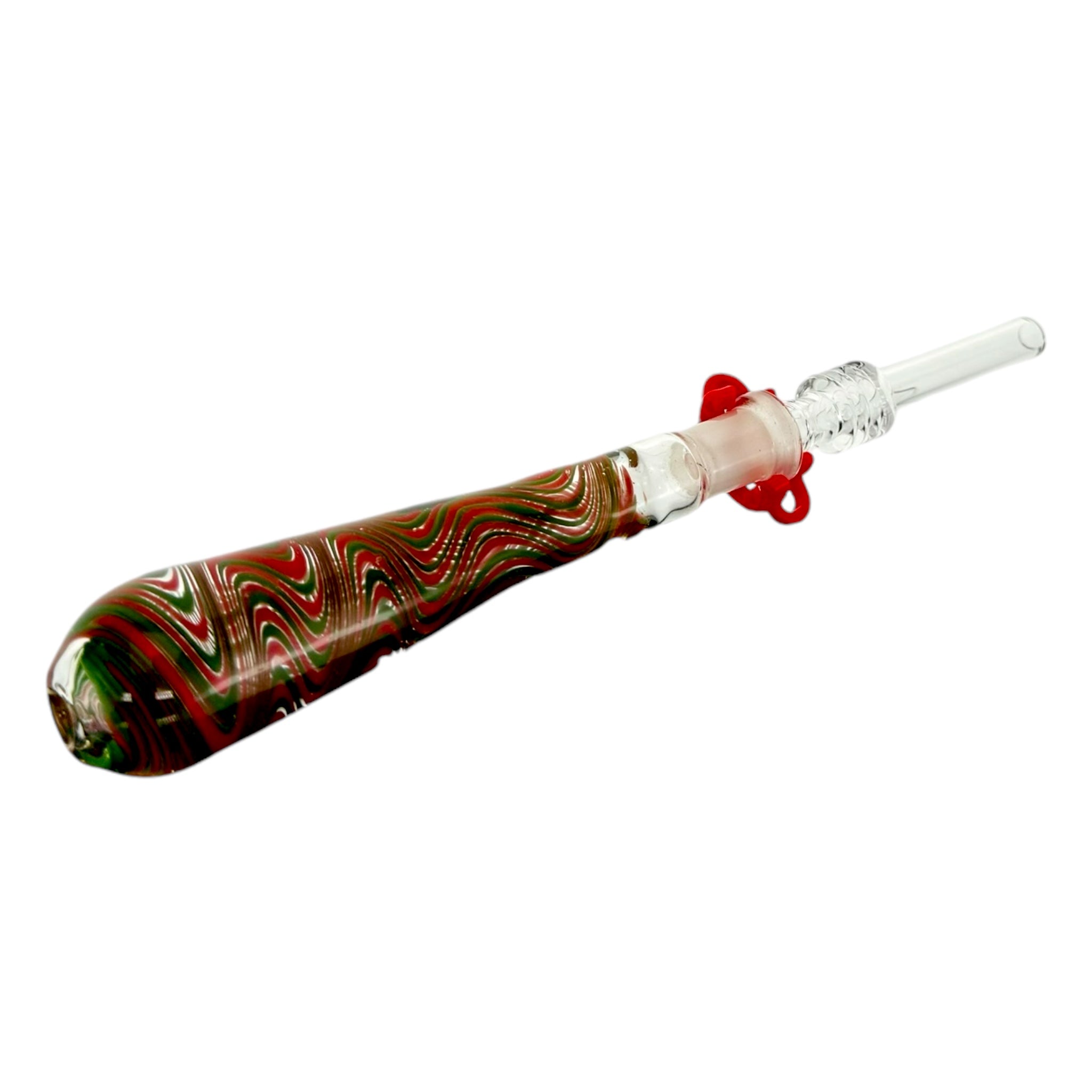 10mm Nectar Collector - Green And Red Squiggle Inside Out With 10mm Quartz Tip