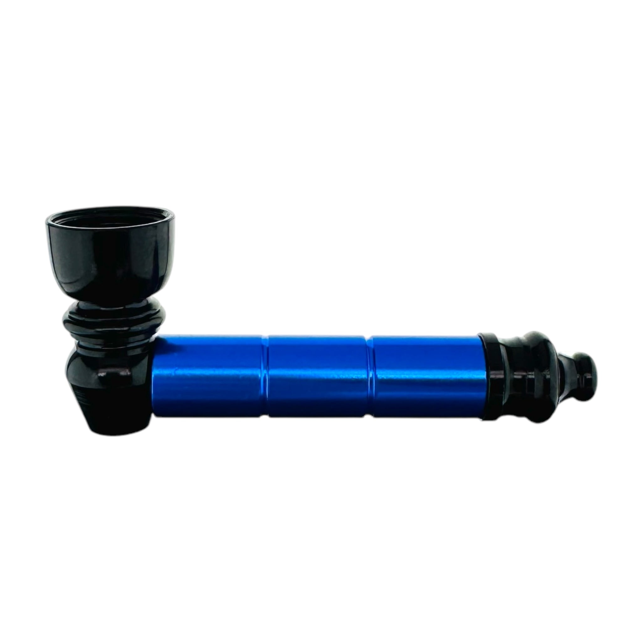 classic aluminum metal smoking hand pipe blue black