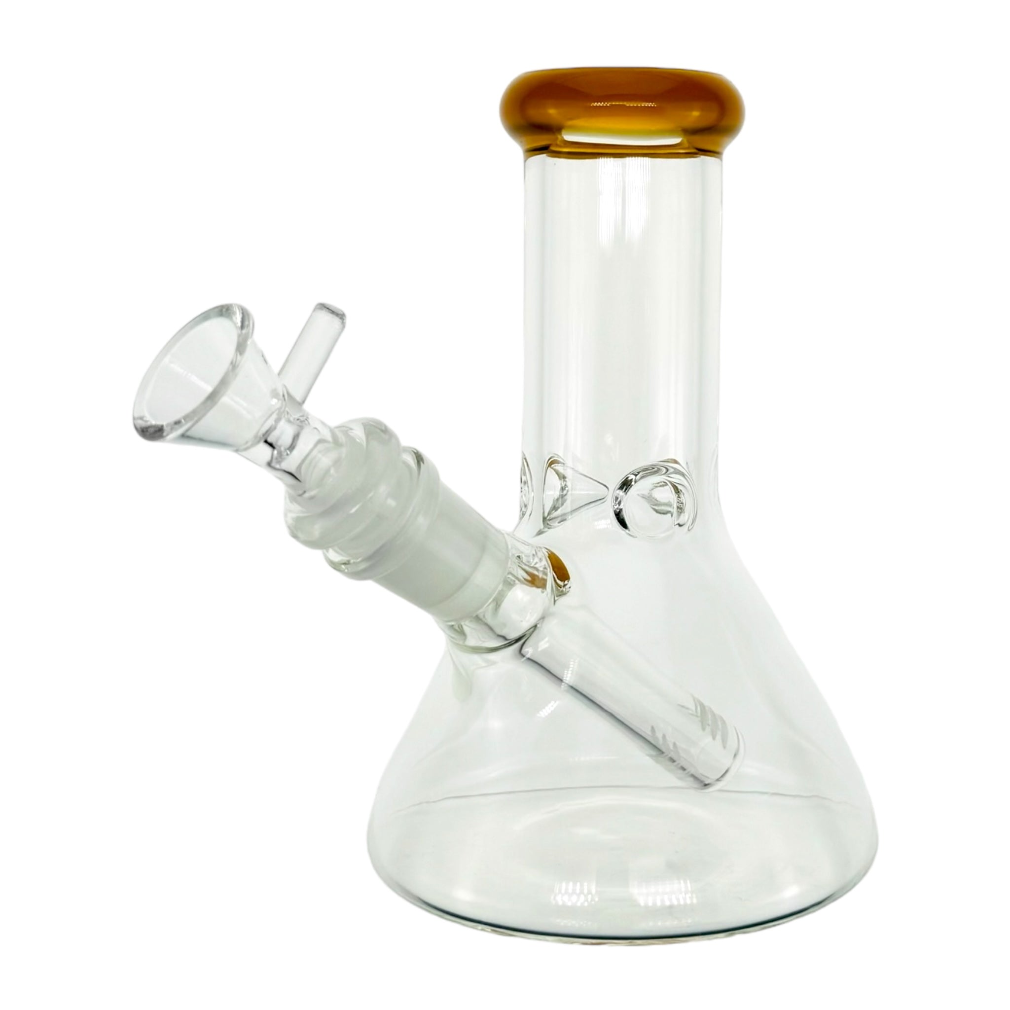 6 Inch Clear Beaker Bong With Sunburst Orange Color Lip