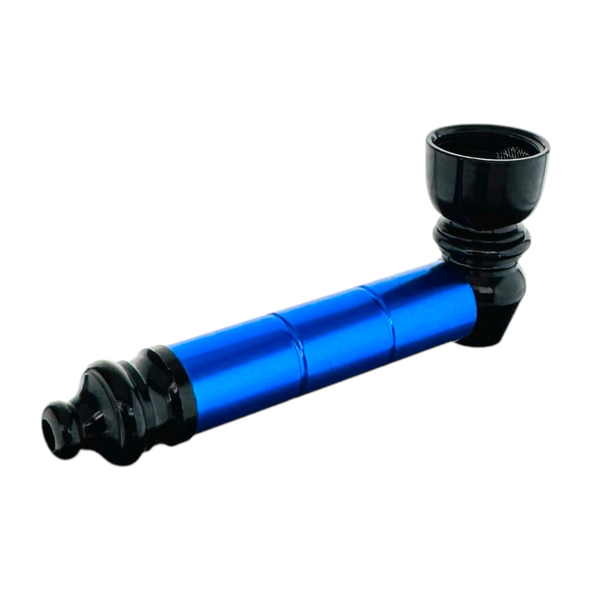 classic aluminum metal smoking hand pipe blue black