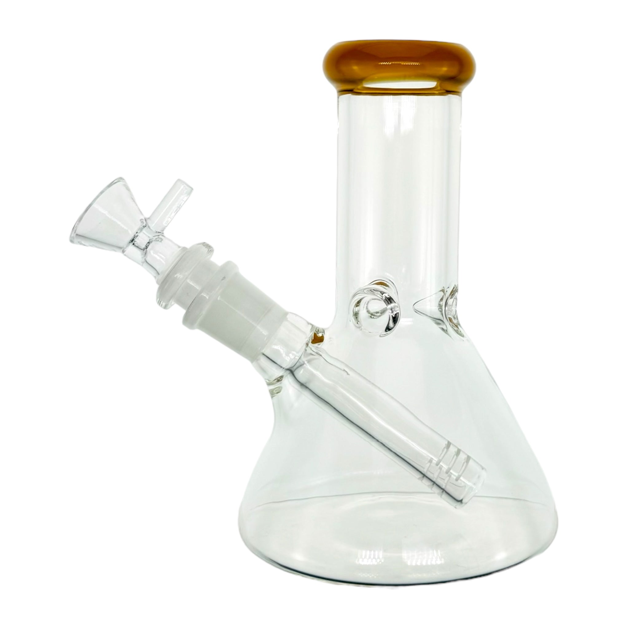 6 Inch Clear Beaker Bong With Sunburst Orange Color Lip