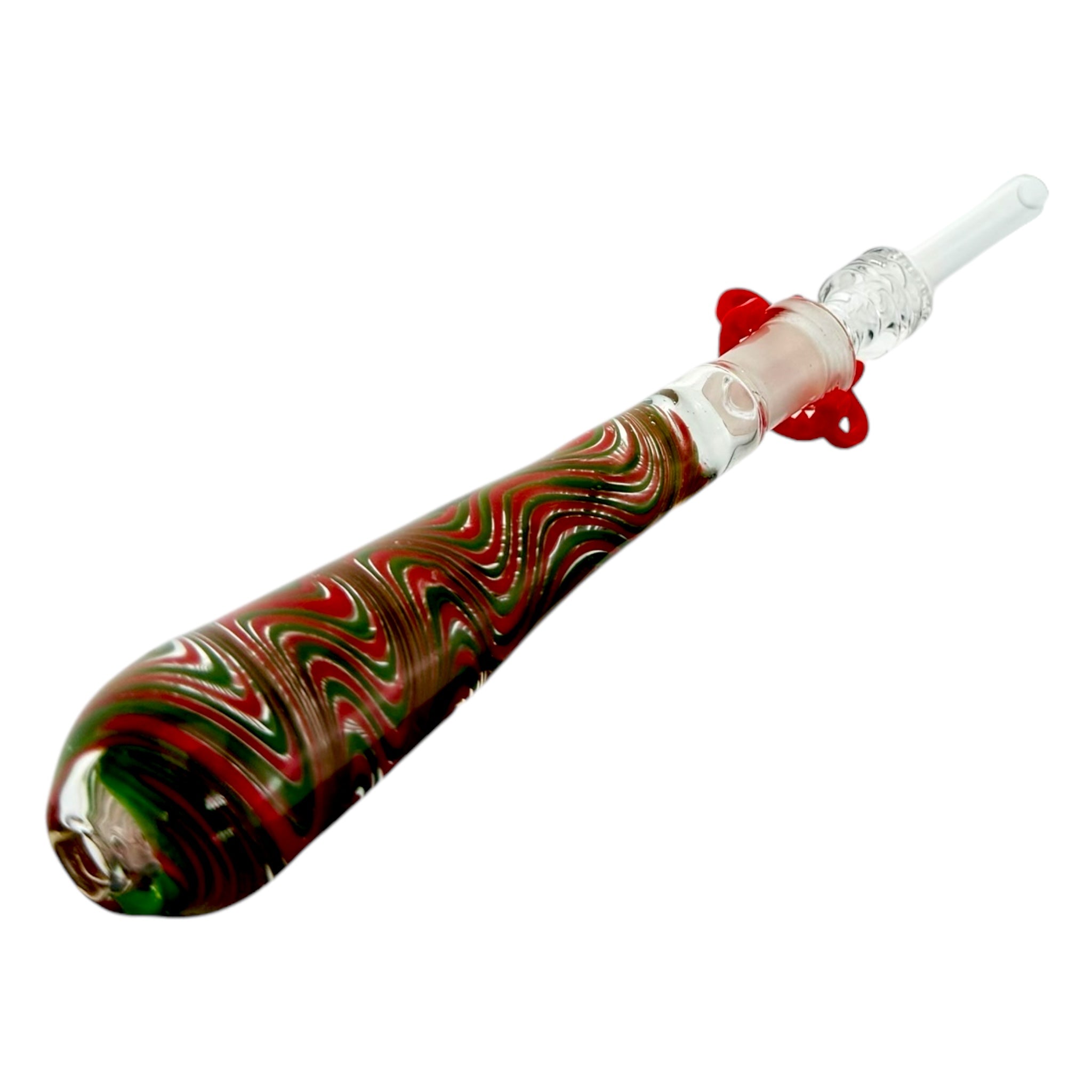 10mm Nectar Collector - Green And Red Squiggle Inside Out With 10mm Quartz Tip