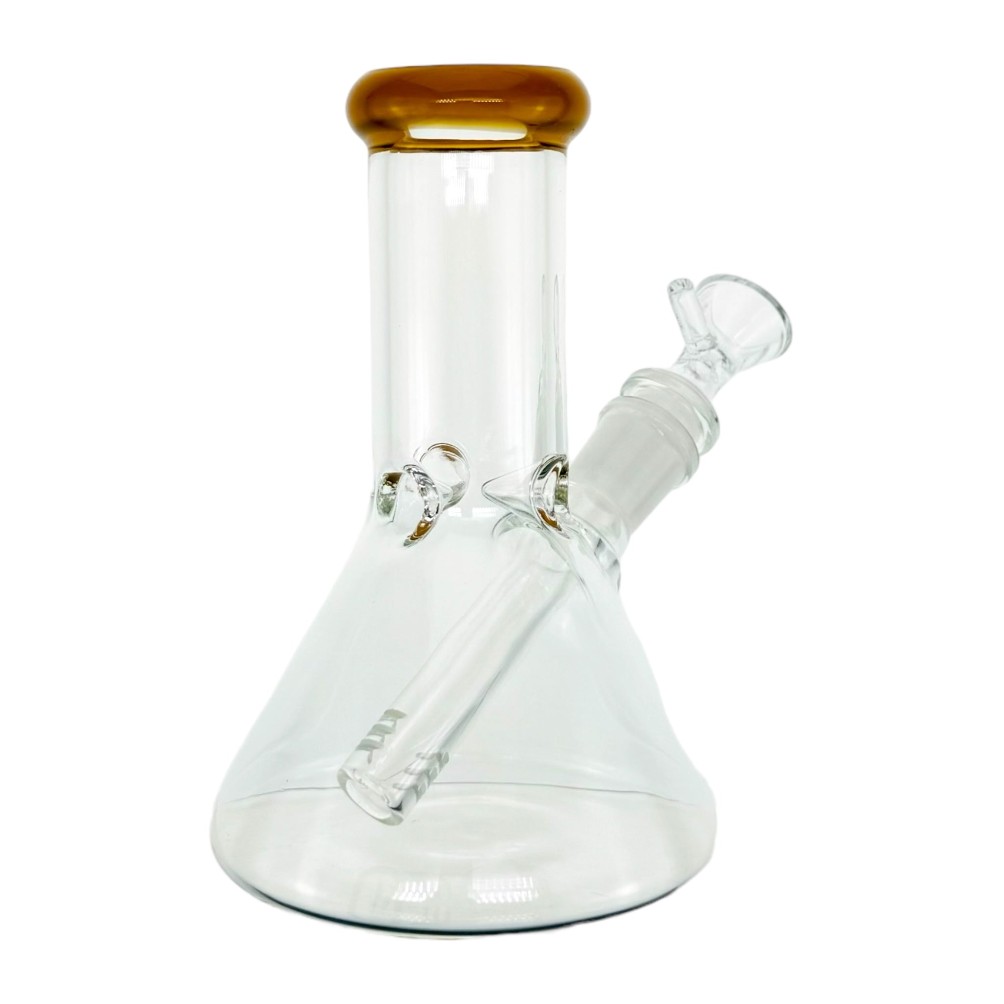 6 Inch Clear Beaker Bong With Sunburst Orange Color Lip