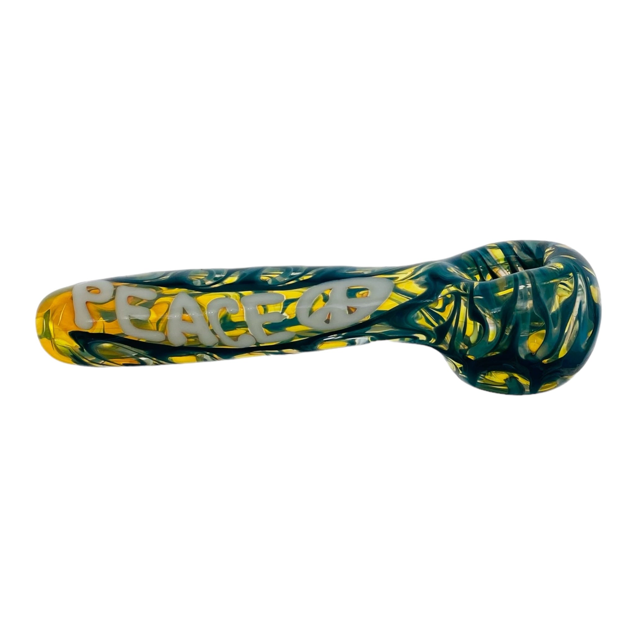 cute glass hand pipe with peace sign on side for weed and tobacco for sale free shipping