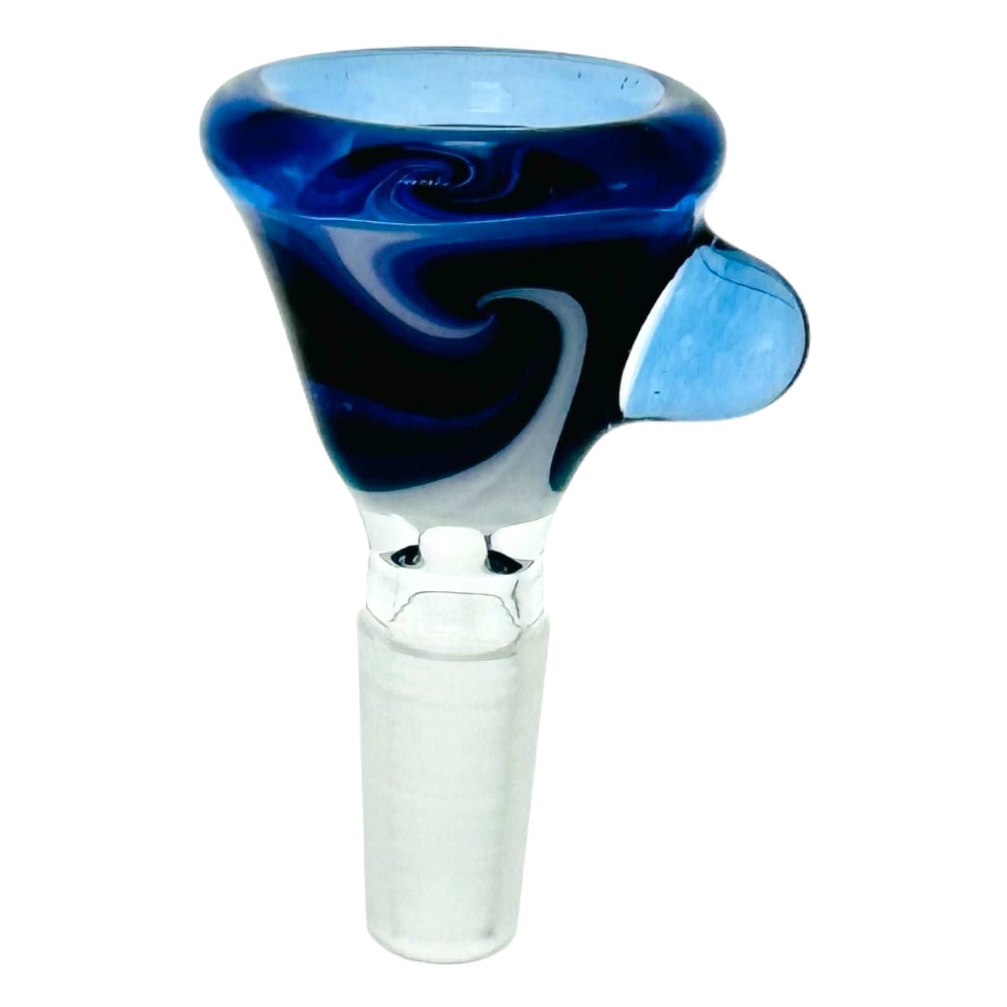 N3RD Glass 10mm Flower Bowl Black And Blue Ice With Blue