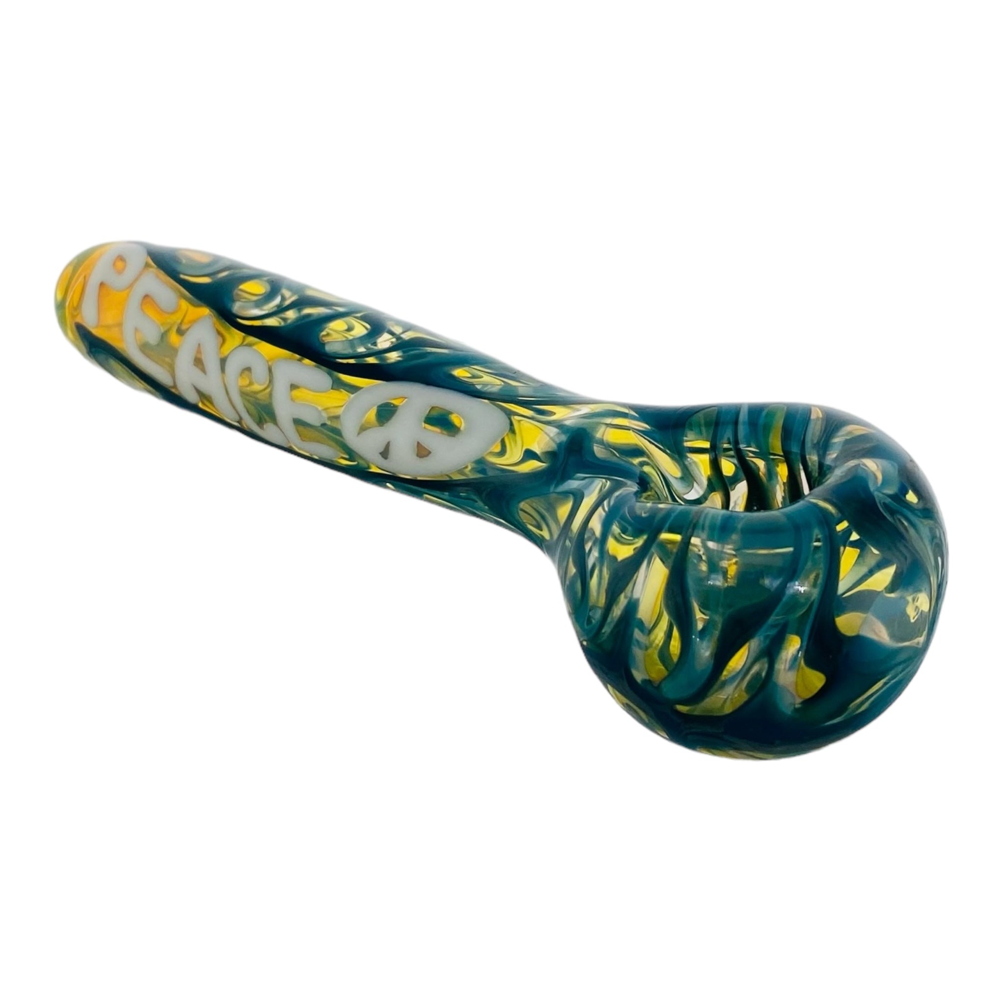 cute glass hand pipe with peace sign on side for weed and tobacco for sale free shipping
