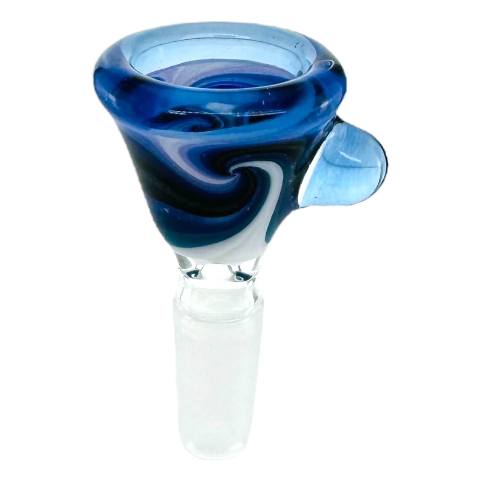 N3RD Glass 10mm Flower Bowl Black And Blue Ice With Blue