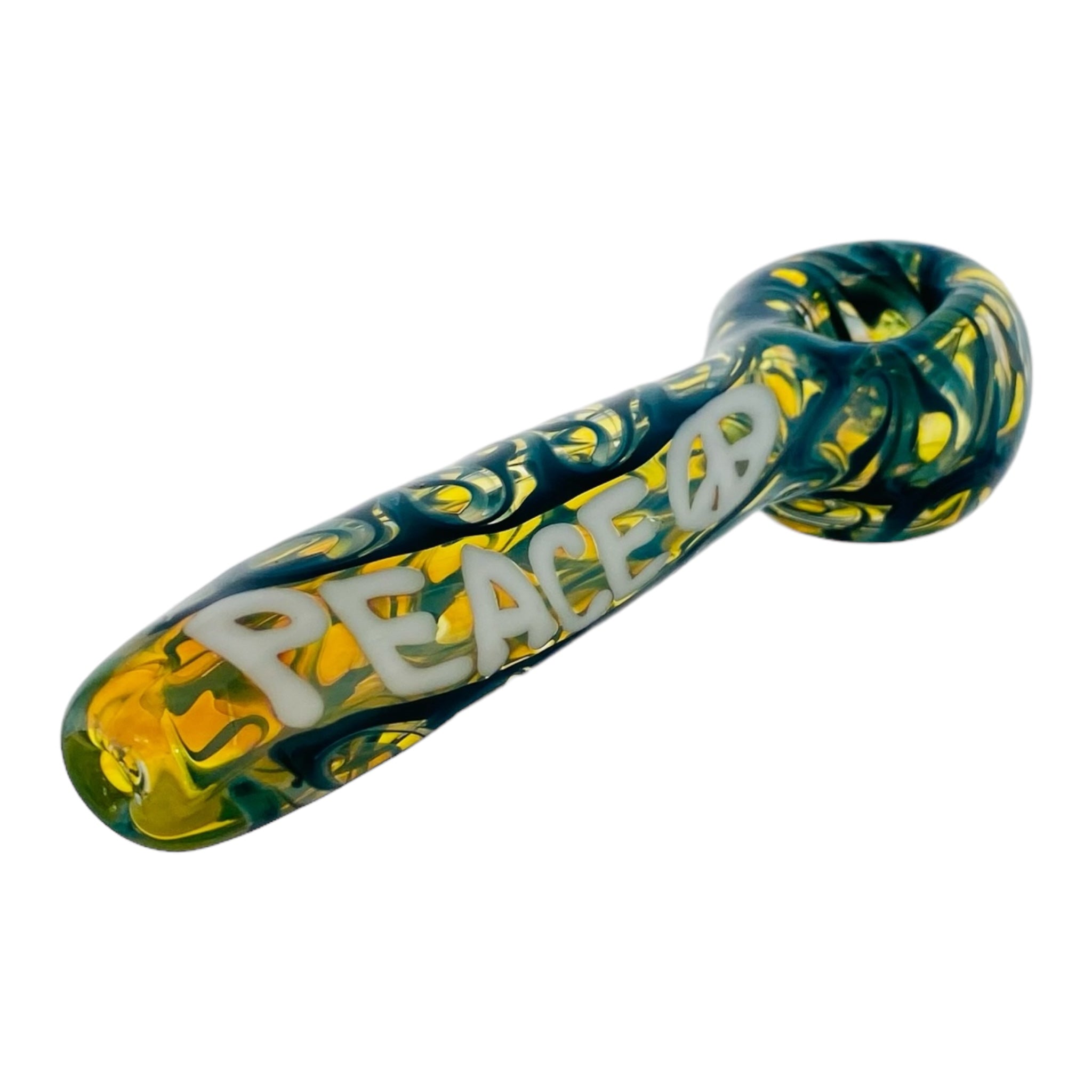 cute glass hand pipe with peace sign on side for weed and tobacco for sale free shipping